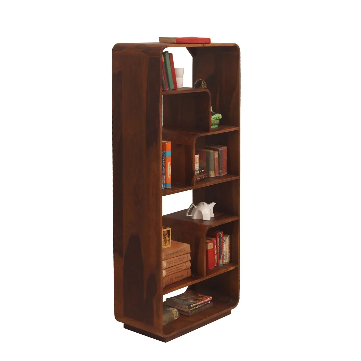 Royal Finish Modern 8 Shelf Solid Wood Bookshelf in Sheesham, Natural Colour solid wood bookshelf image 7