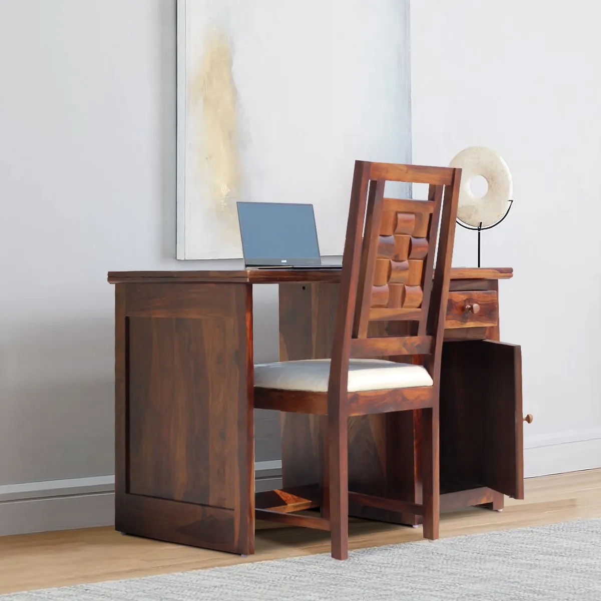 Royal Finish Nivora CT Cum Study Table & Chair in Sheesham Wood