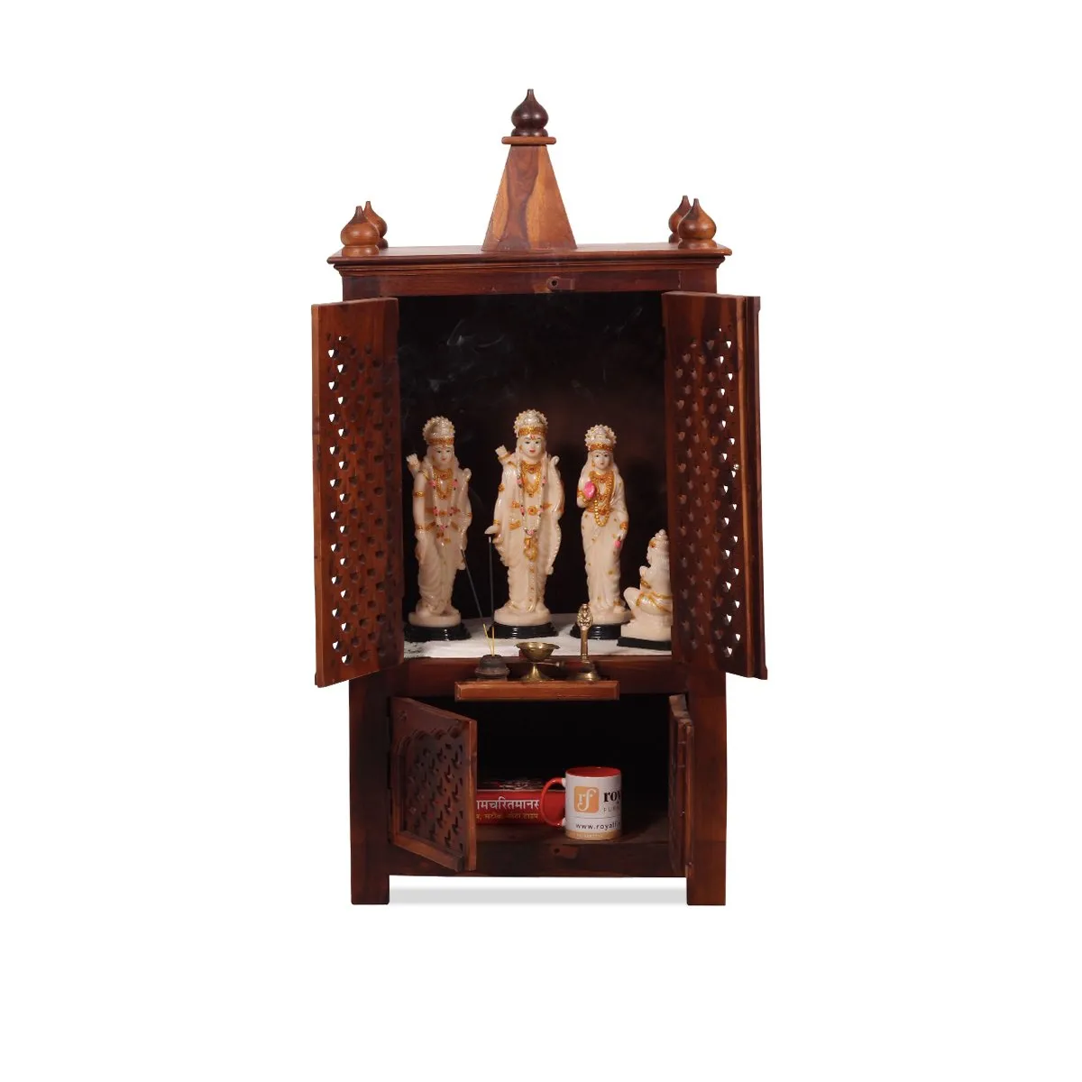 Royal Finish Carvo Temple with Door in Sheesham Wood with Matte Finished sheesham wood furniture image 4