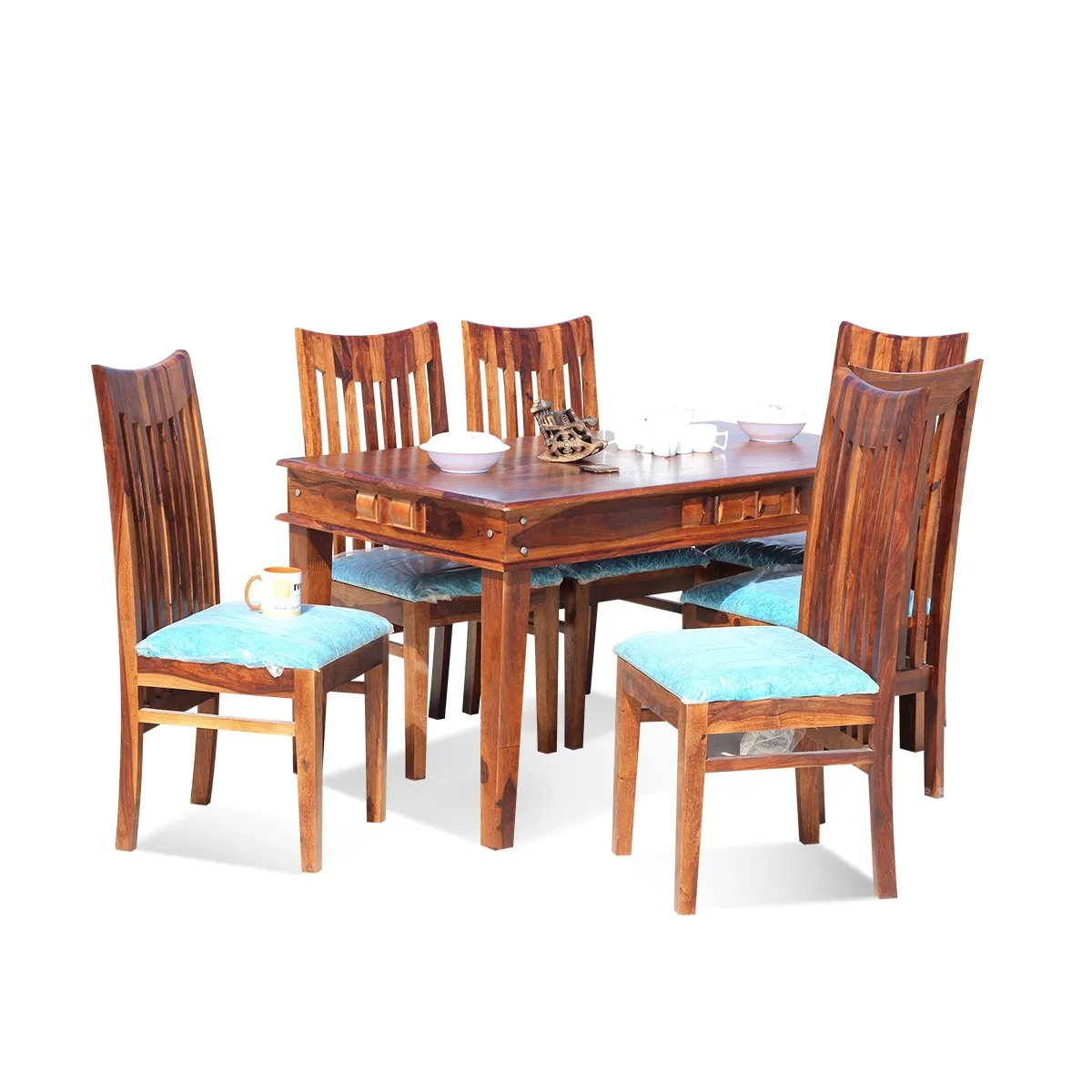 Royal Finish Wingo Niware 6 Seater Dining Set in Natural Premium Furniture sheesham dining table image 7