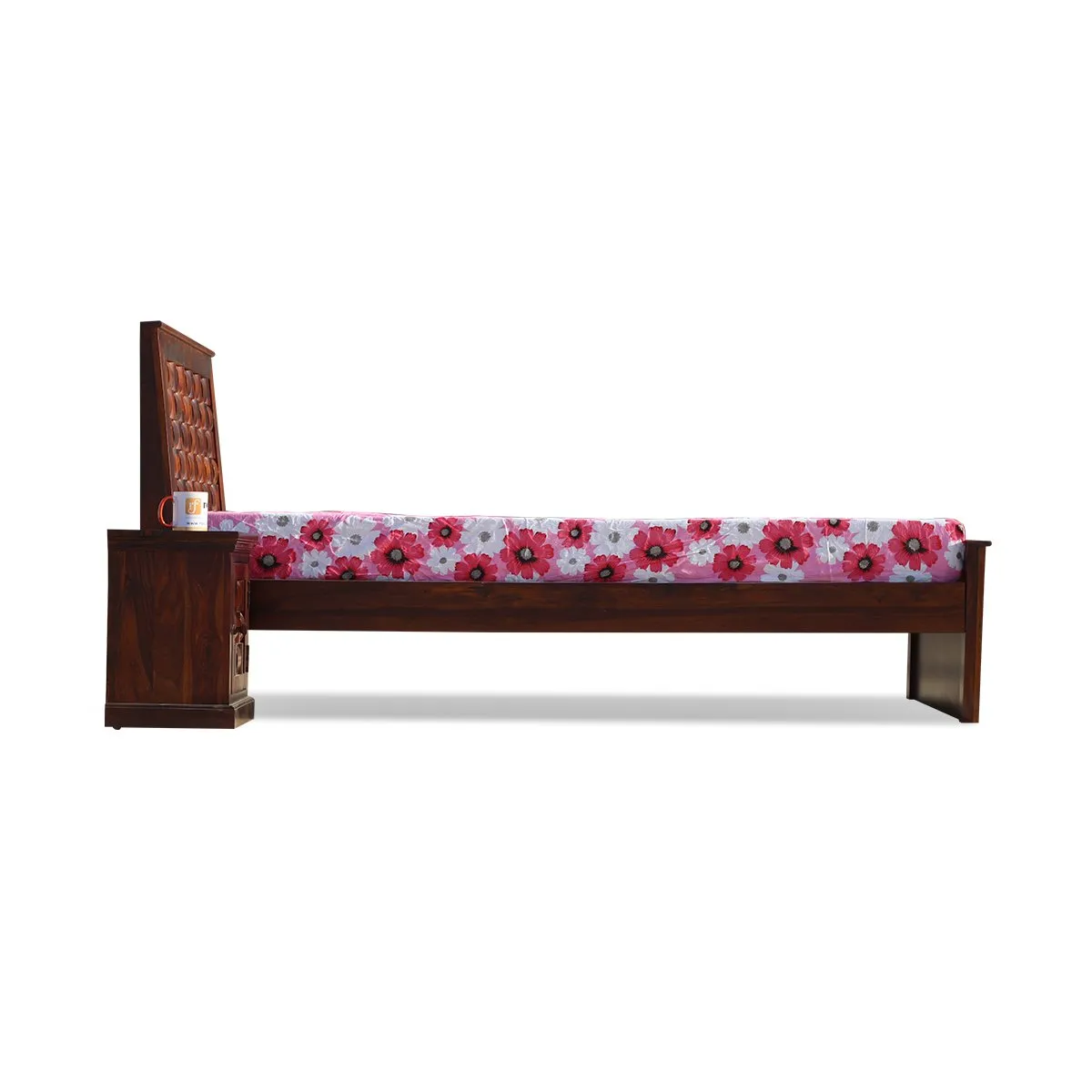 Royal Finish Nivora Single Without Storage Bed With Double Bedside In Sheesham sheesham wood bed image 8