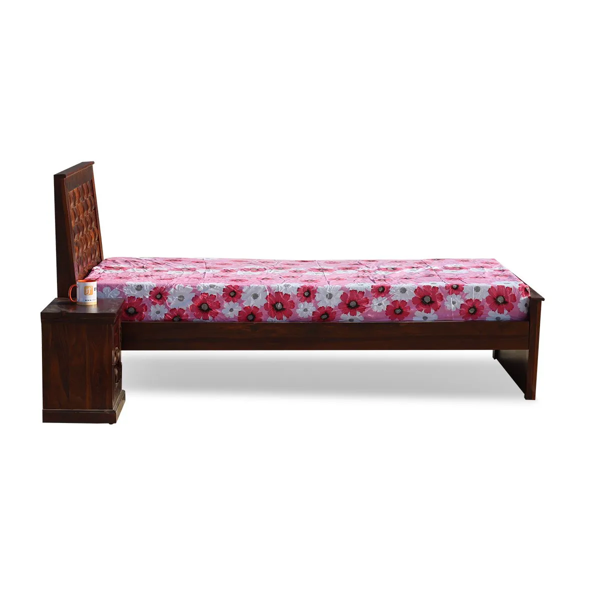 Royal Finish Nivora Single Without Storage Bed With Single Bedside In Shees sheesham wood bed image 7