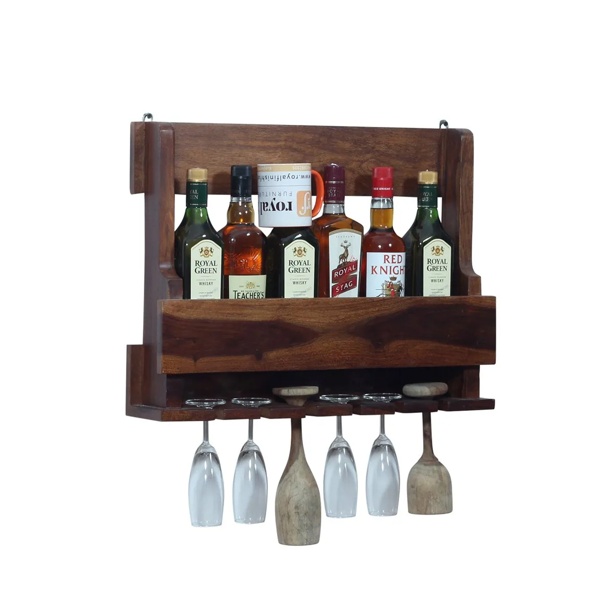 Royal Finish Furlanko Mini Bar in sheesham in Natural colour(Without Plateform) wooden bar cabinet image 12