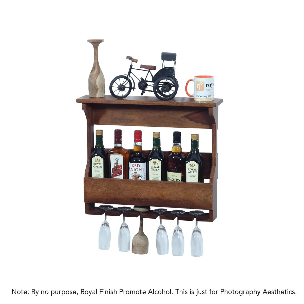 Royal Finish Furlanko Mini Bar in sheesham with Natural colour in Matte Finished wooden bar cabinet image 5
