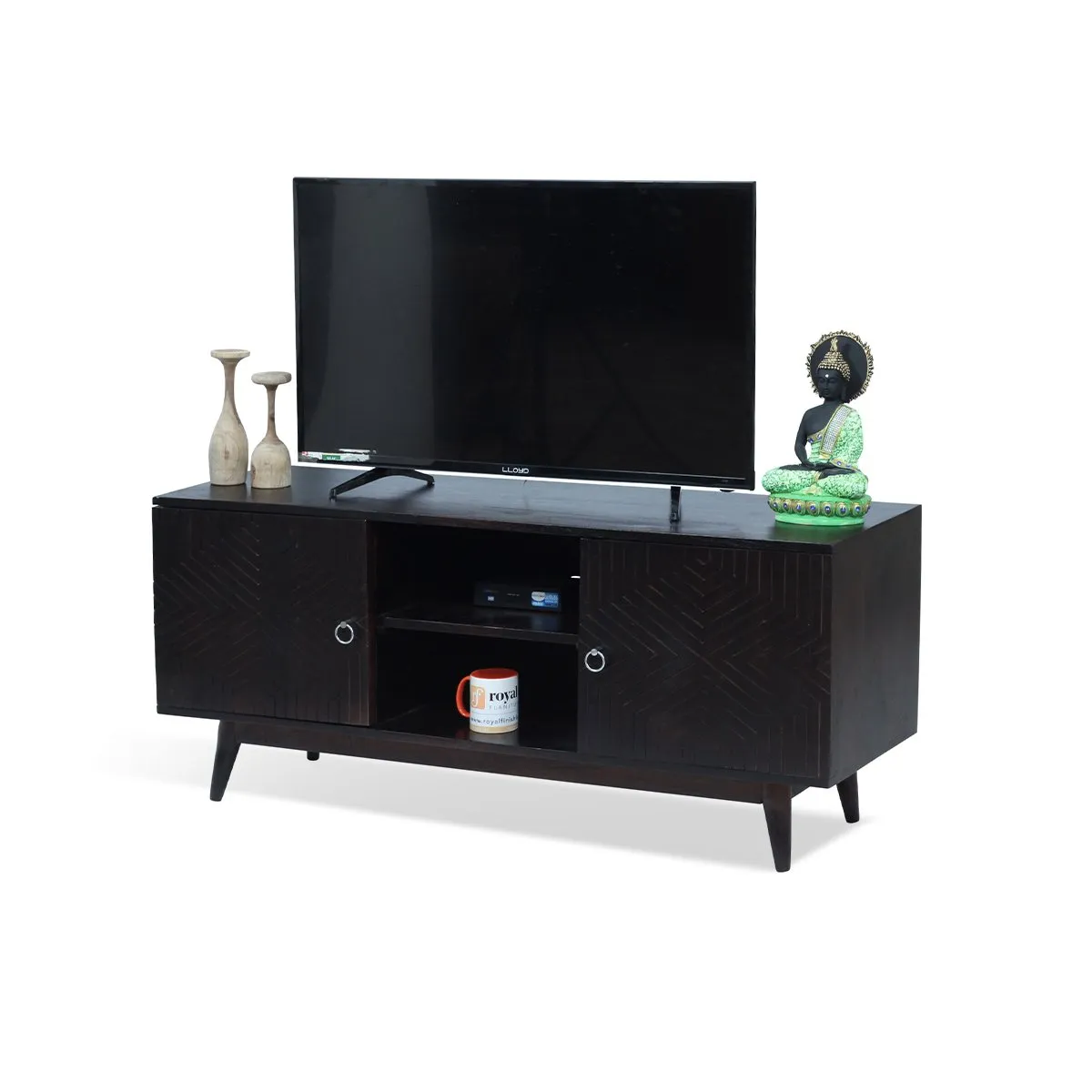 Royal Finish Chew TV Cabinet in sheesham in Natural Black Carbon Matte Finished wooden bar cabinet image 4