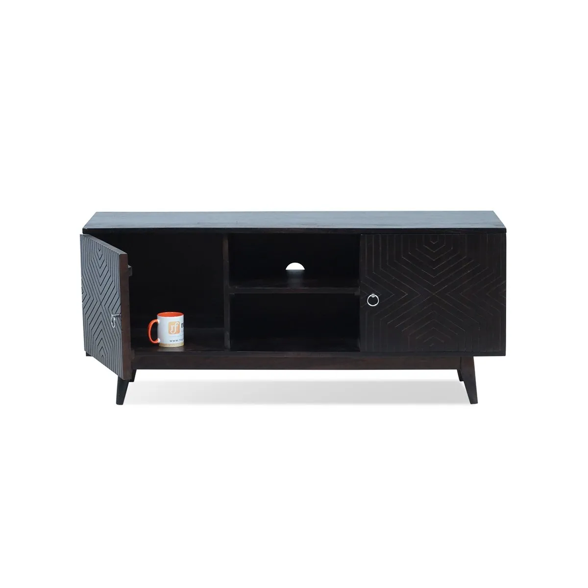 Royal Finish Chew TV Cabinet in sheesham in Natural Black Carbon Matte Finished wooden bar cabinet image 9