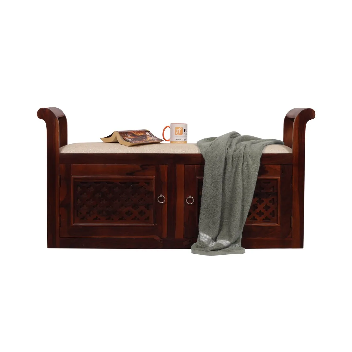 Royal Finish Carvo Seethi With Storage In Natural Colour In Sheesham Wood sheesham wood furniture image 4