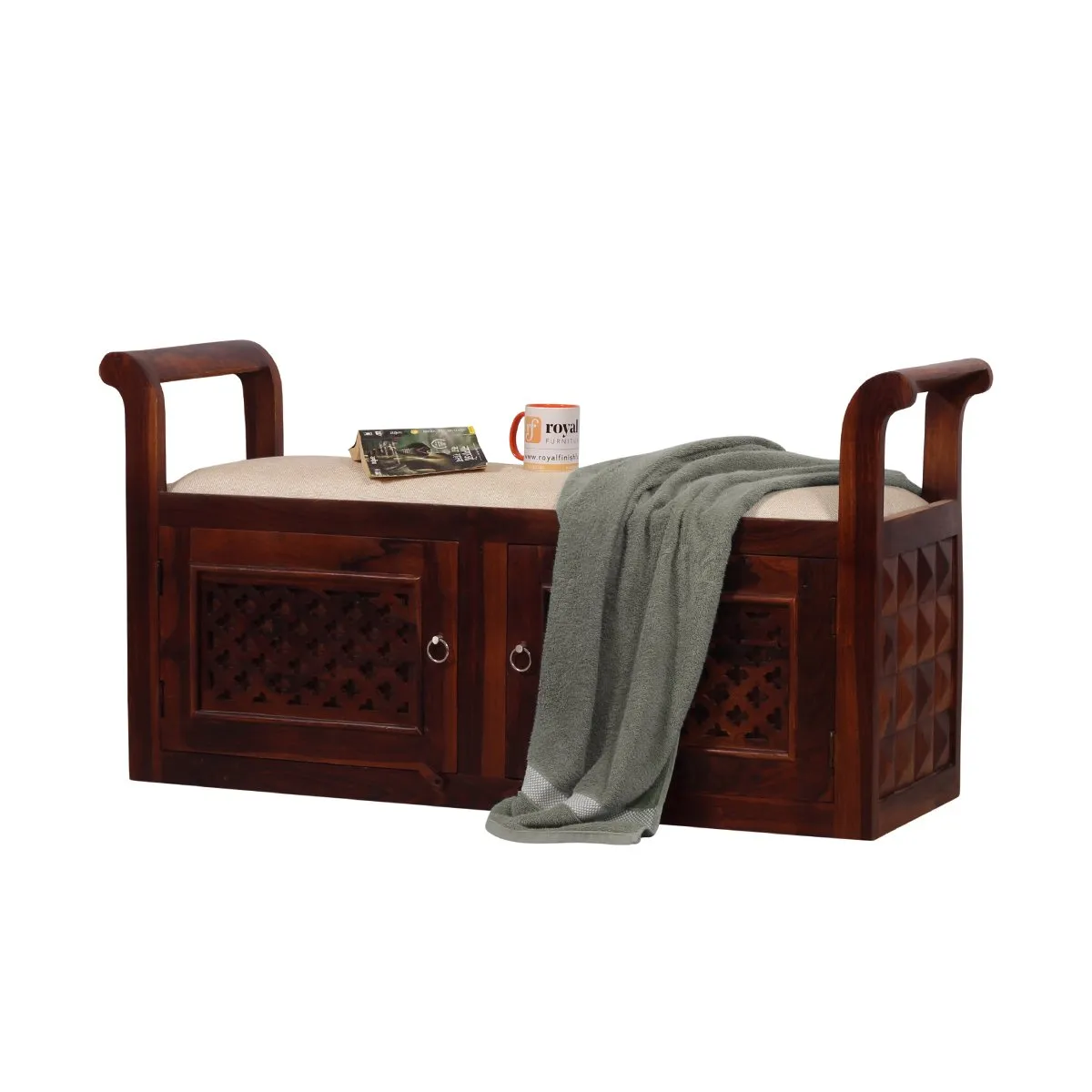 Royal Finish Carvo Seethi With Storage In Natural Colour In Sheesham Wood sheesham wood furniture image 6