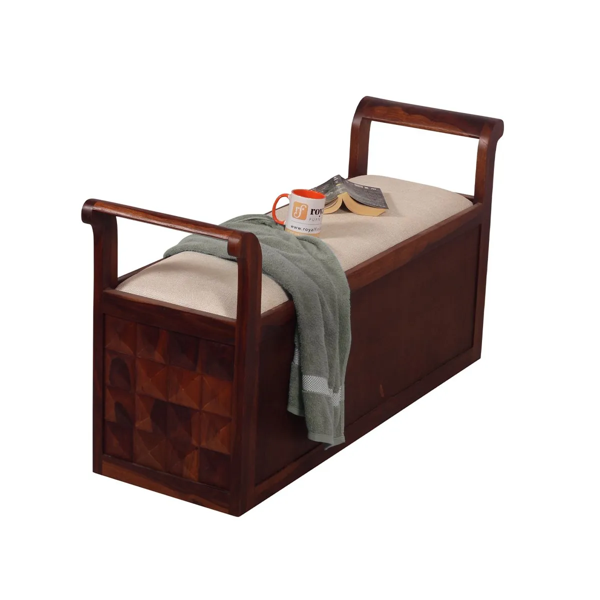 Royal Finish Carvo Seethi With Storage In Natural Colour In Sheesham Wood sheesham wood furniture image 10