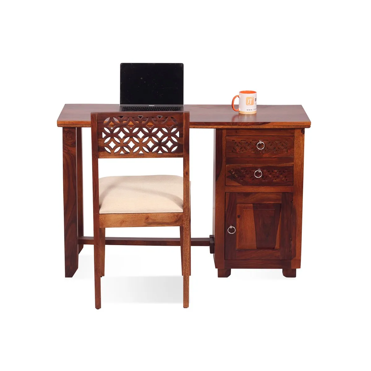 Royal Finish Carvo With Chair Study Table in Natural Colour in Sheesham Wood wooden study table image 8