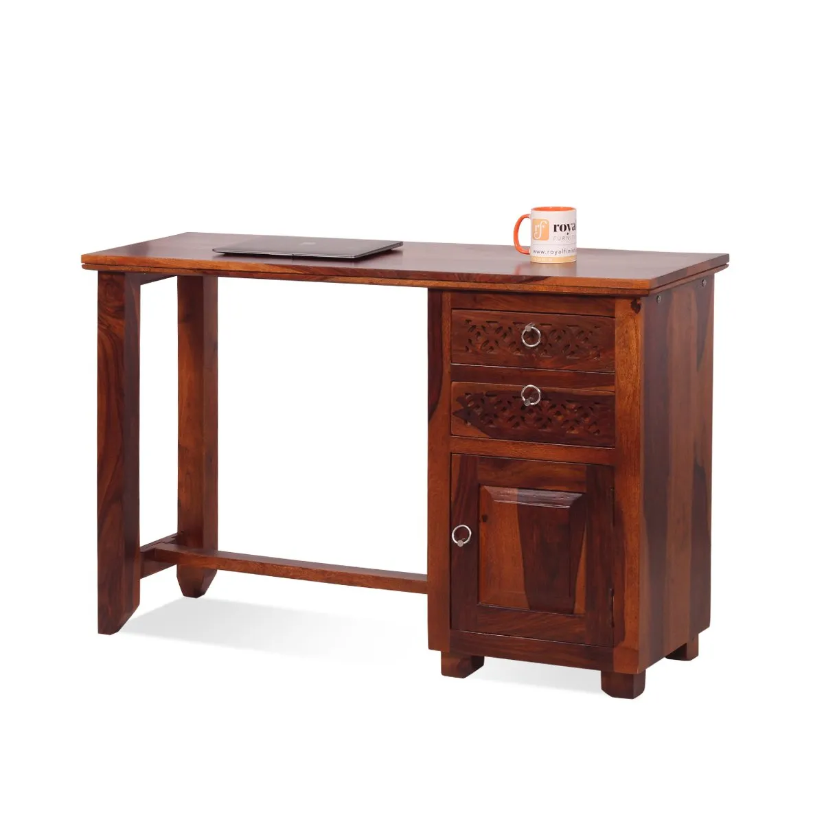 Royal Finish Carvo With Chair Study Table in Natural Colour in Sheesham Wood wooden study table image 12