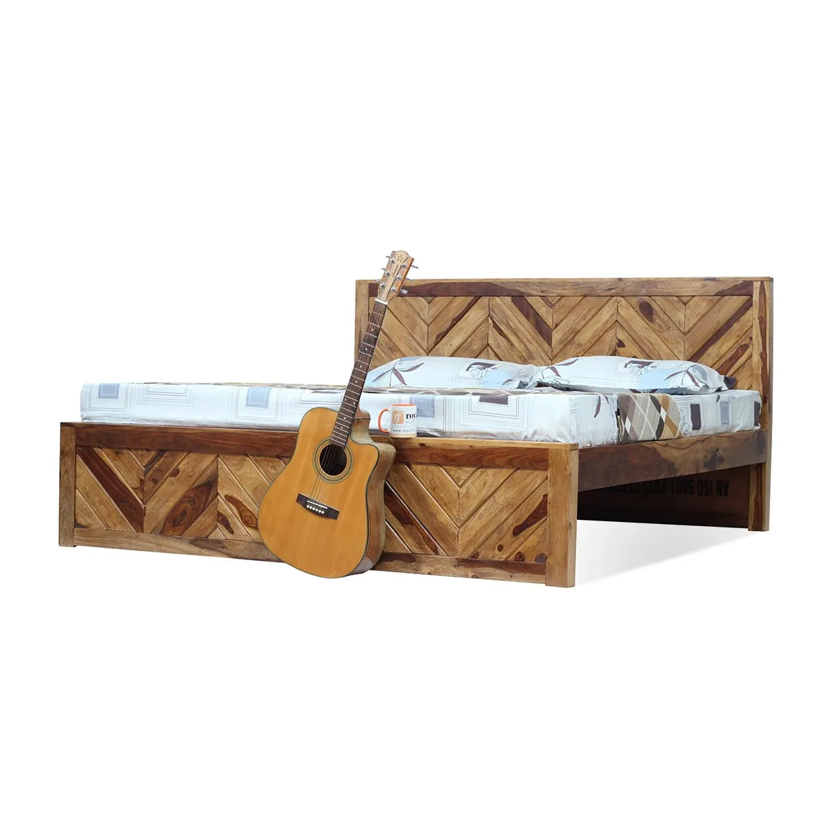 Royal Finish Vesto King Without Storage Bed In Solid Sheesham Wood sheesham wood bed image 4