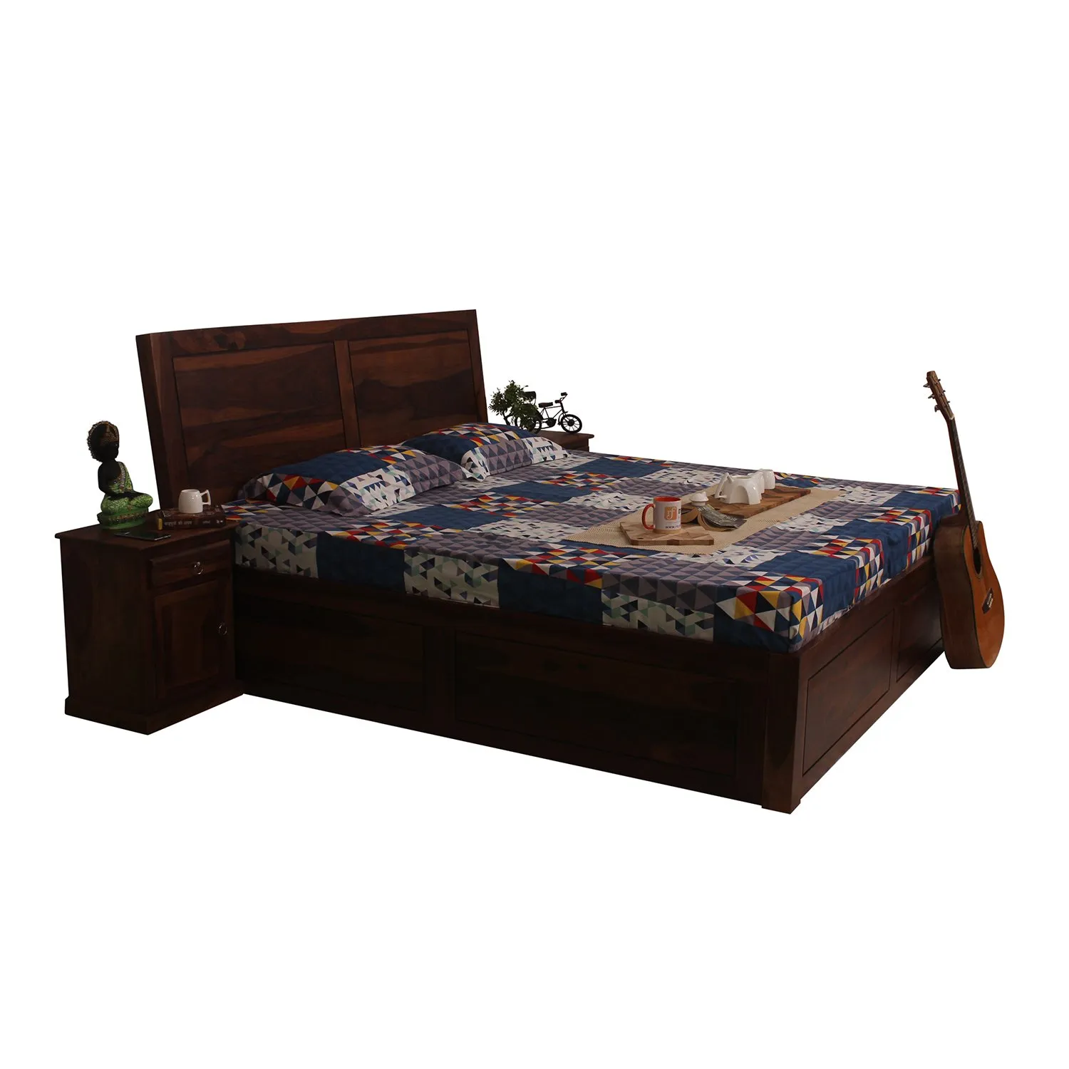 Royal Finish Simpaley King Storage Bed In Solid Sheesham Wood sheesham wood bed image 3