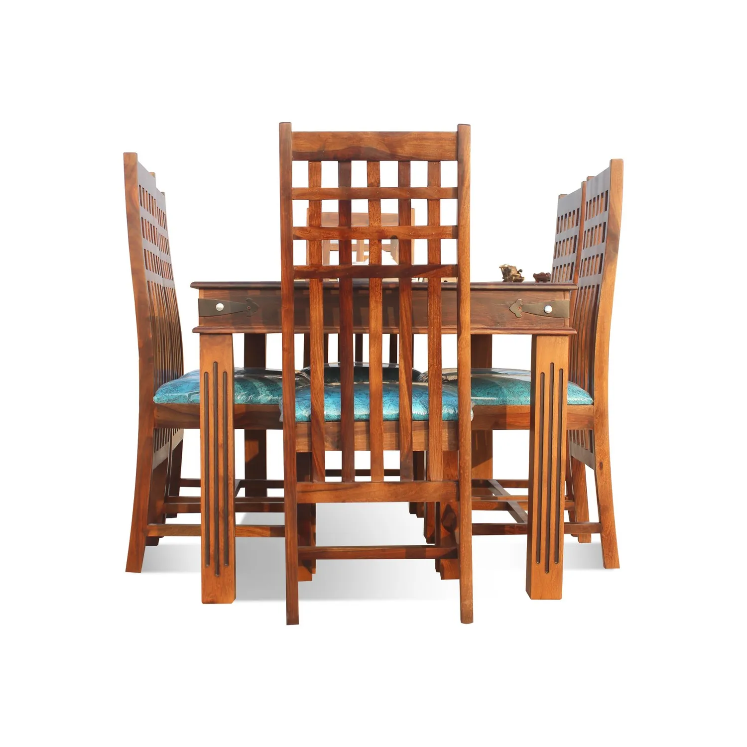 Royal Finish Trileno Vettori 6 Seater Dining Set in Natural Premium Furniture sheesham dining table image 9