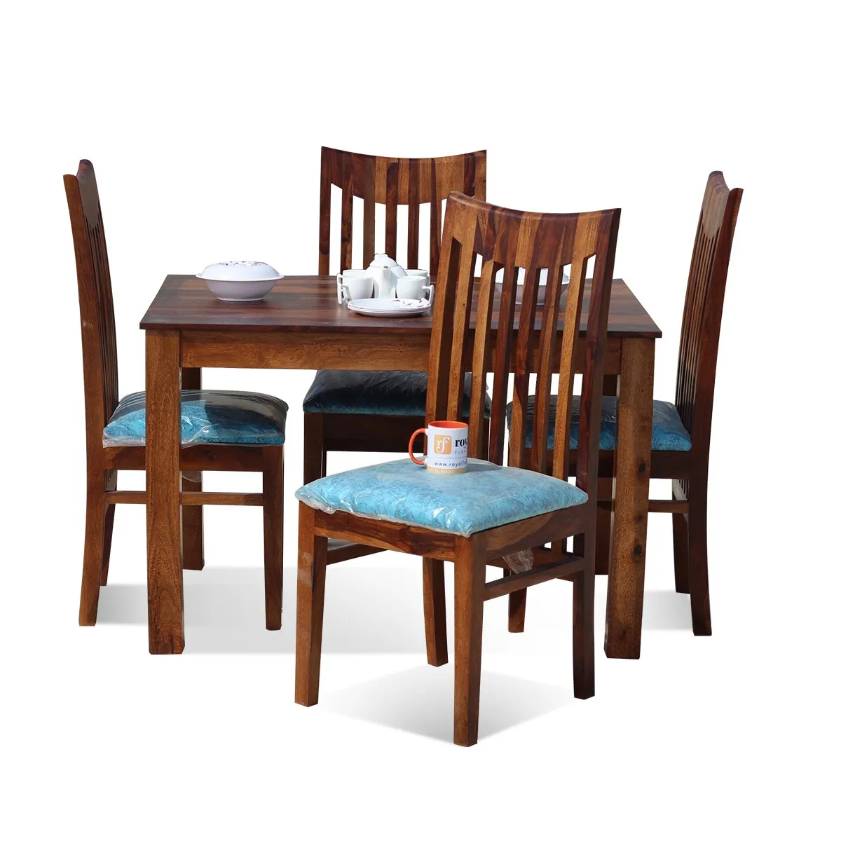 Royal Finish Serene 4 Seater Dining Set in Natural Furniture Sheesham Wood sheesham dining table image 6