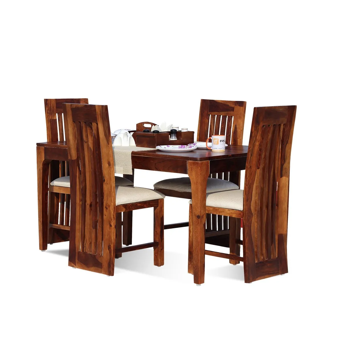 Royal Finish Selope 4 Seater Dining Set in Natural Furniture Sheesham Wood sheesham dining table image 4