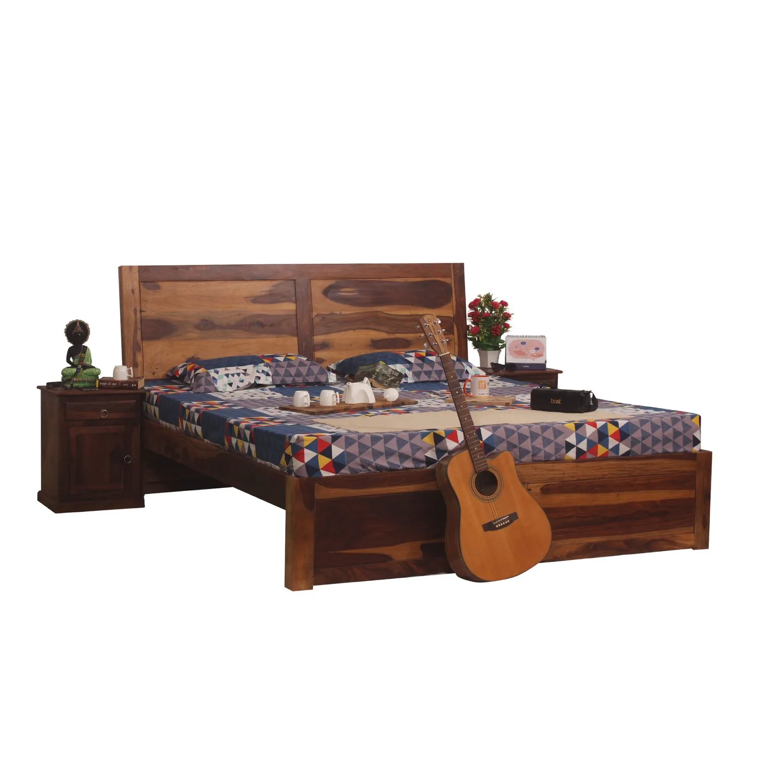Royal Finish Simpaley King Without Storage Bed In Solid Sheesham Wood sheesham wood bed image 11