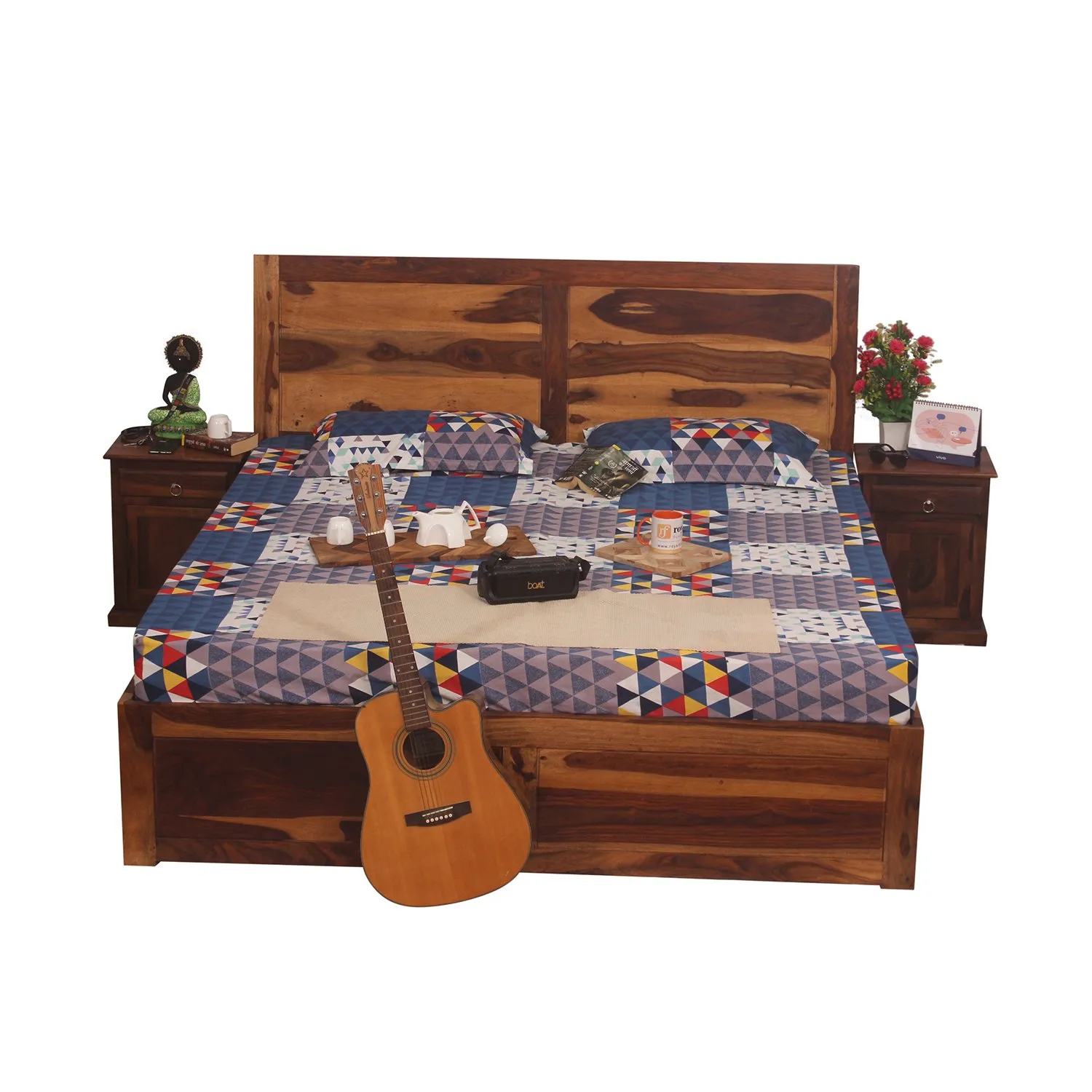 Royal Finish Simpaley King Without Storage Bed In Solid Sheesham Wood sheesham wood bed image 12