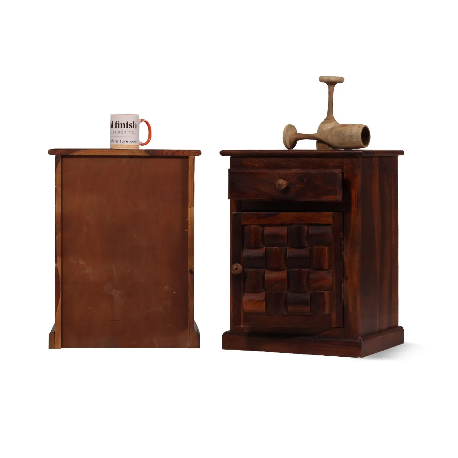 Royal Finish Nivora Double Bedside Table In Furniture Sheesham Wood sheesham wood bed image 7