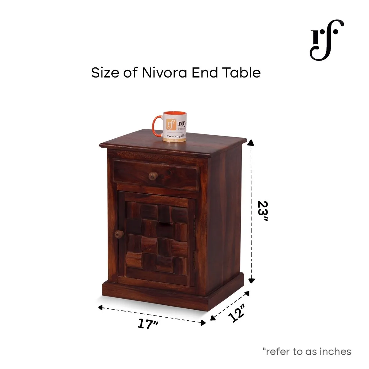 Royal Finish Nivora Bedside Table In Furniture Sheesham Wood sheesham wood bed image 3