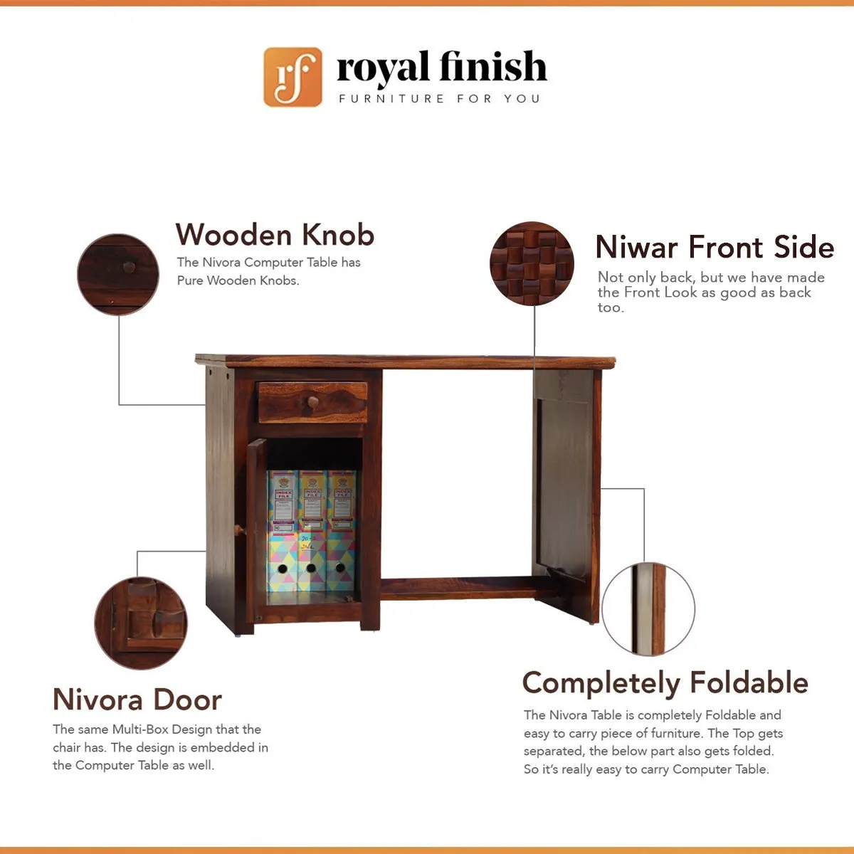 Royal Finish Nivora design Both Side Study Table in Furniture Sheesham wooden study table image 2
