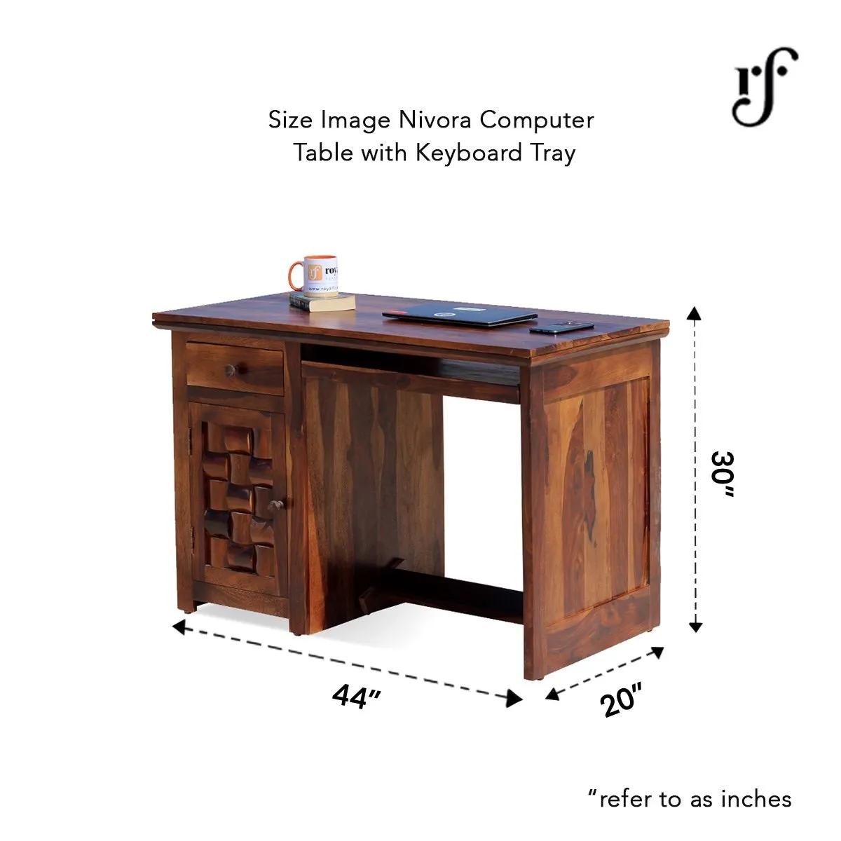 Royal Finish Nivora CT with Keyboard tray Study Table in Furniture Sheesham wooden study table image 3