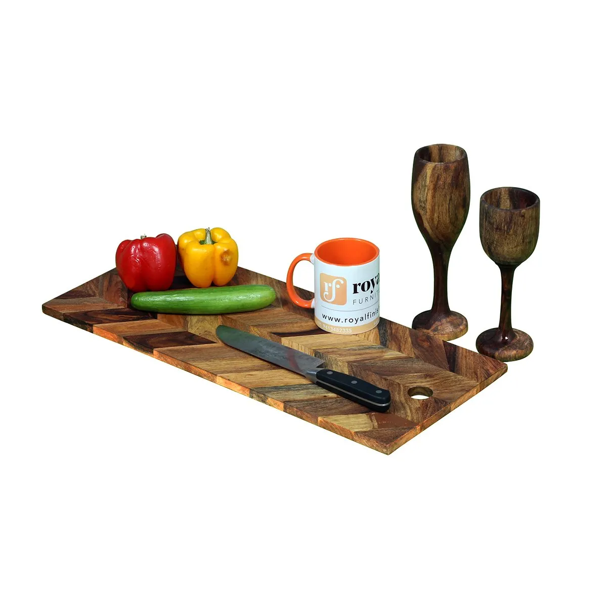 Royal Finish Zago Zig Chopping Board With Food Beverage Layer Protected Polished sheesham wood furniture image 5
