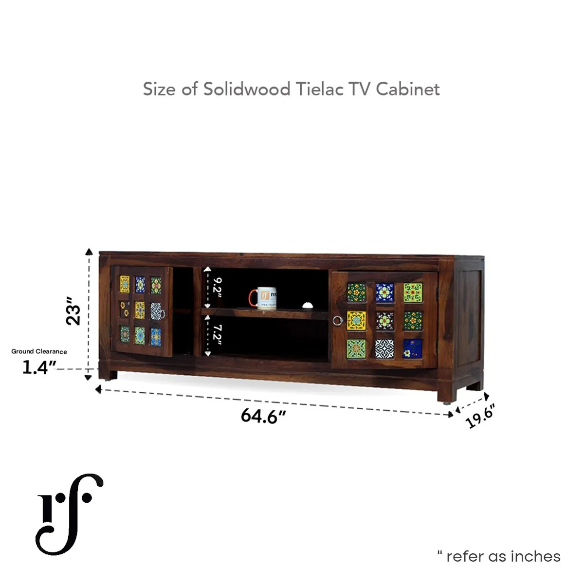 Royal Finish Tielac TV Cabinet in sheesham in Natural Honey Oak Matte Finished wooden bar cabinet image 3