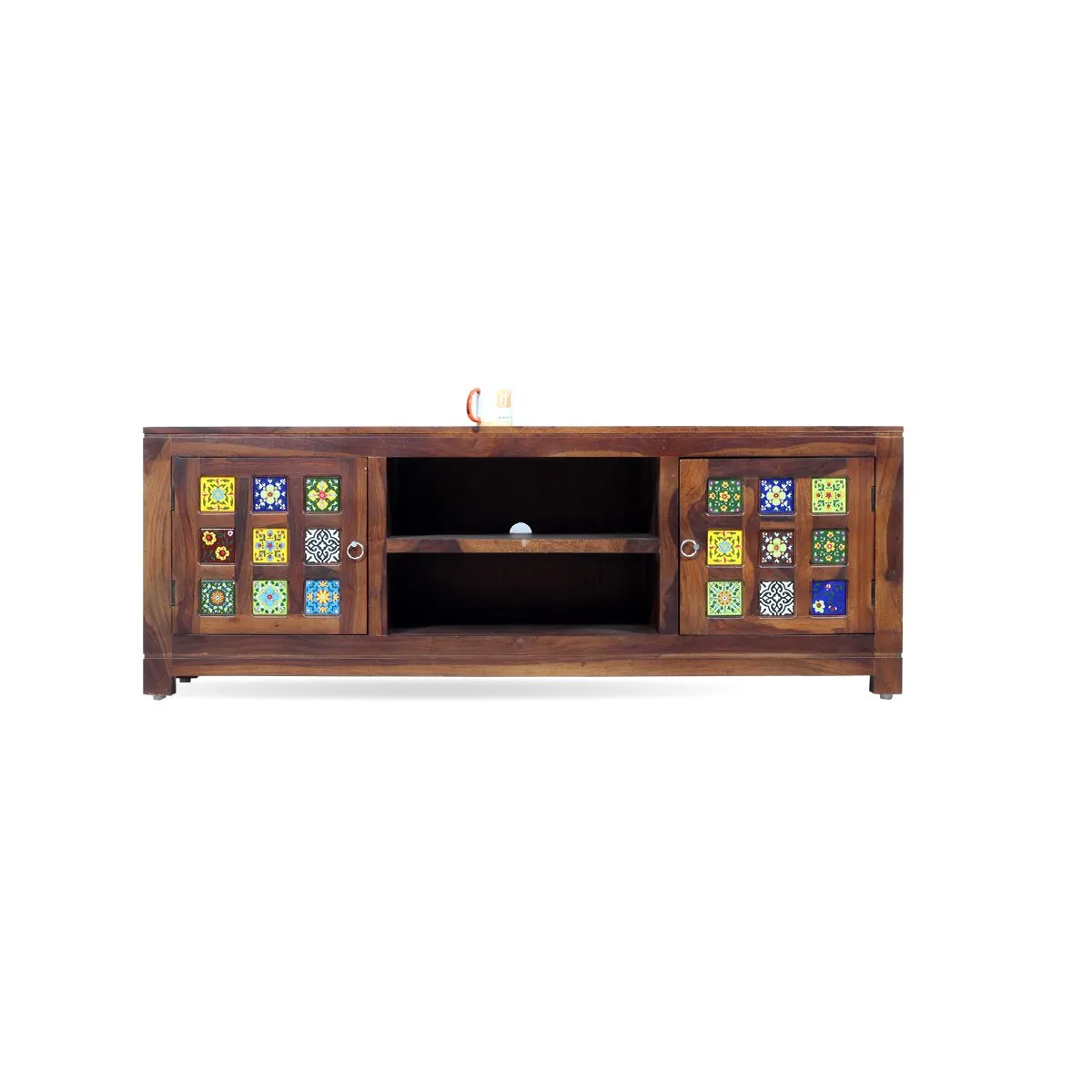 Royal Finish Tielac TV Cabinet in sheesham in Natural Honey Oak Matte Finished wooden bar cabinet image 8