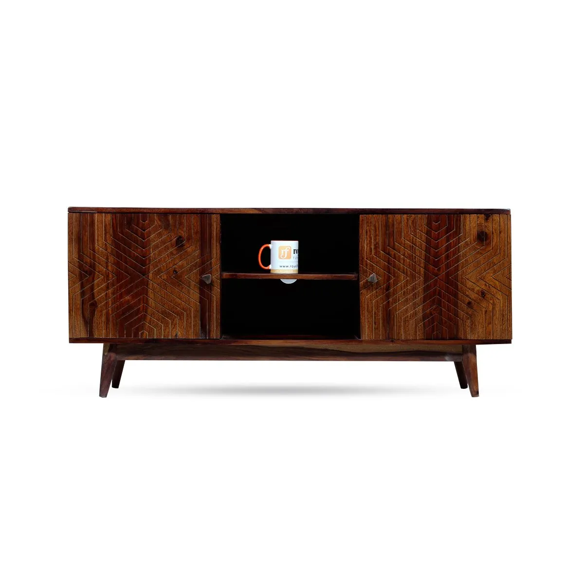 Royal Finish Chew TV Cabinet in sheesham in Natural Honey Oak Matte Finished wooden bar cabinet image 8