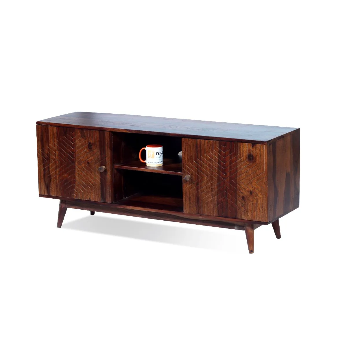 Royal Finish Chew TV Cabinet in sheesham in Natural Honey Oak Matte Finished wooden bar cabinet image 9