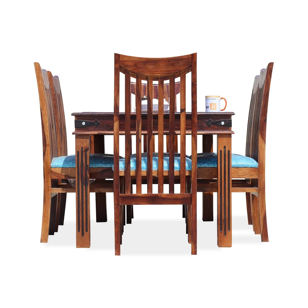 Royal Finish Pecko 6 Seater Dining Set in Natural Premium Furniture Sheesam sheesham dining table image 7