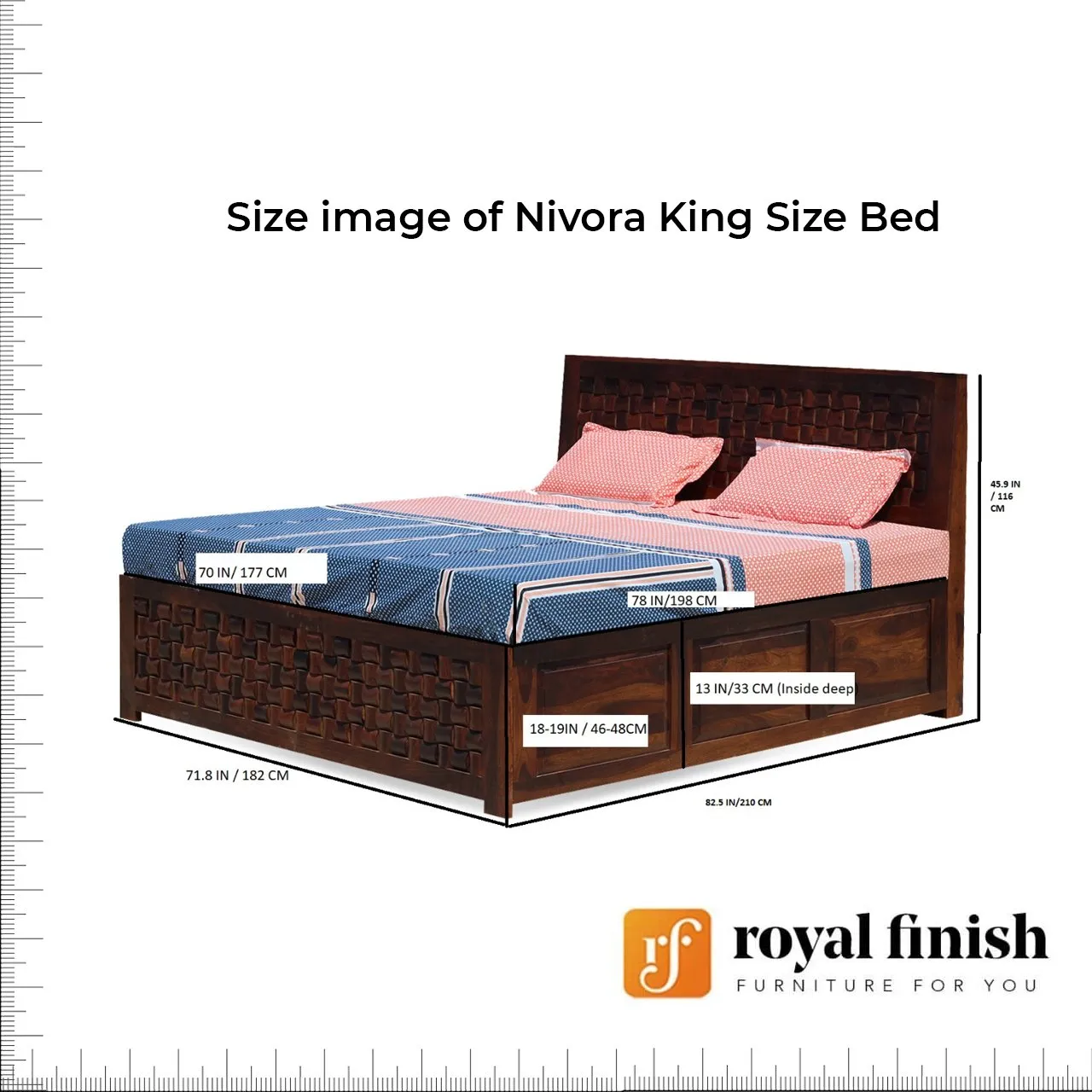 Royal Finish Nivora King Size Storage Bed In Solid Sheesham Wood in Matte Finish sheesham wood bed image 3