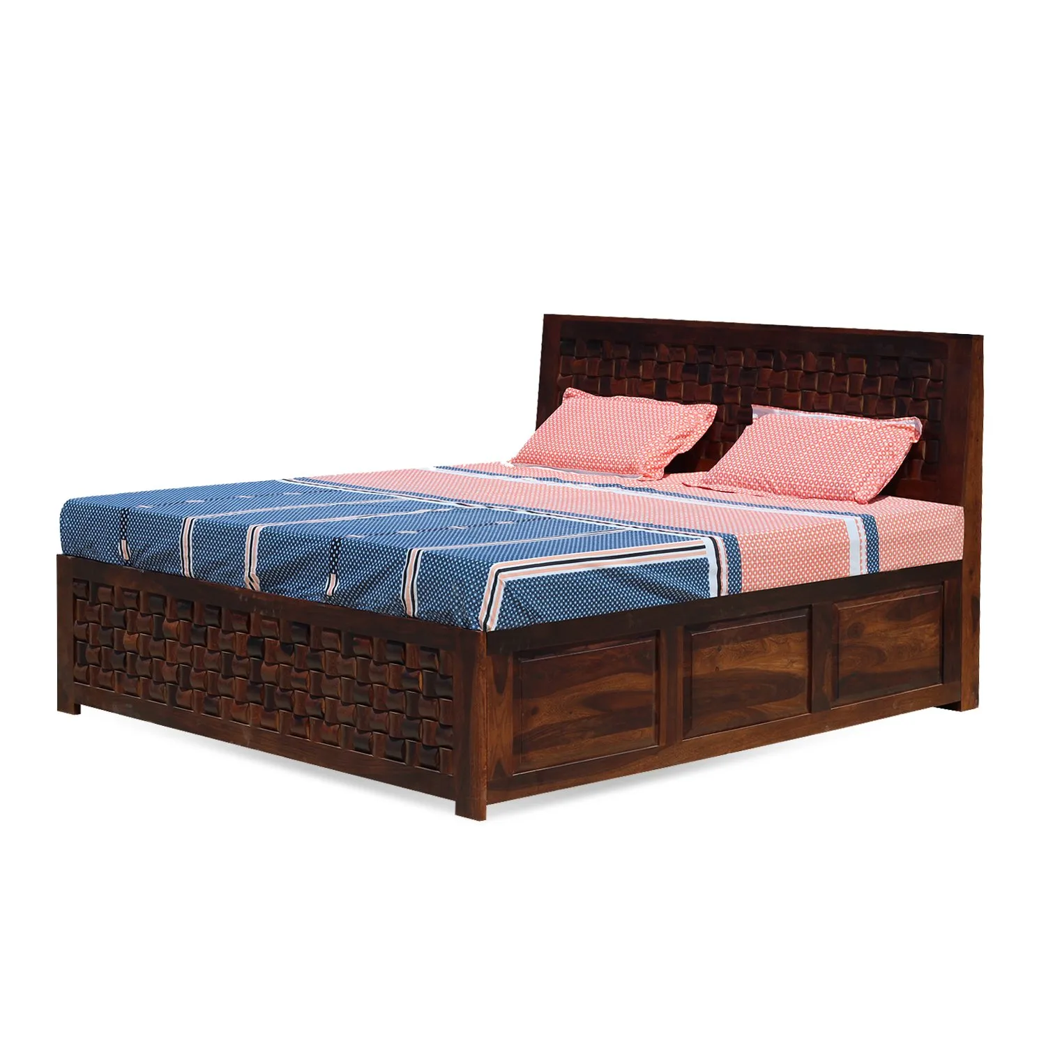Royal Finish Nivora King Size Storage Bed In Solid Sheesham Wood in Matte Finish sheesham wood bed image 5