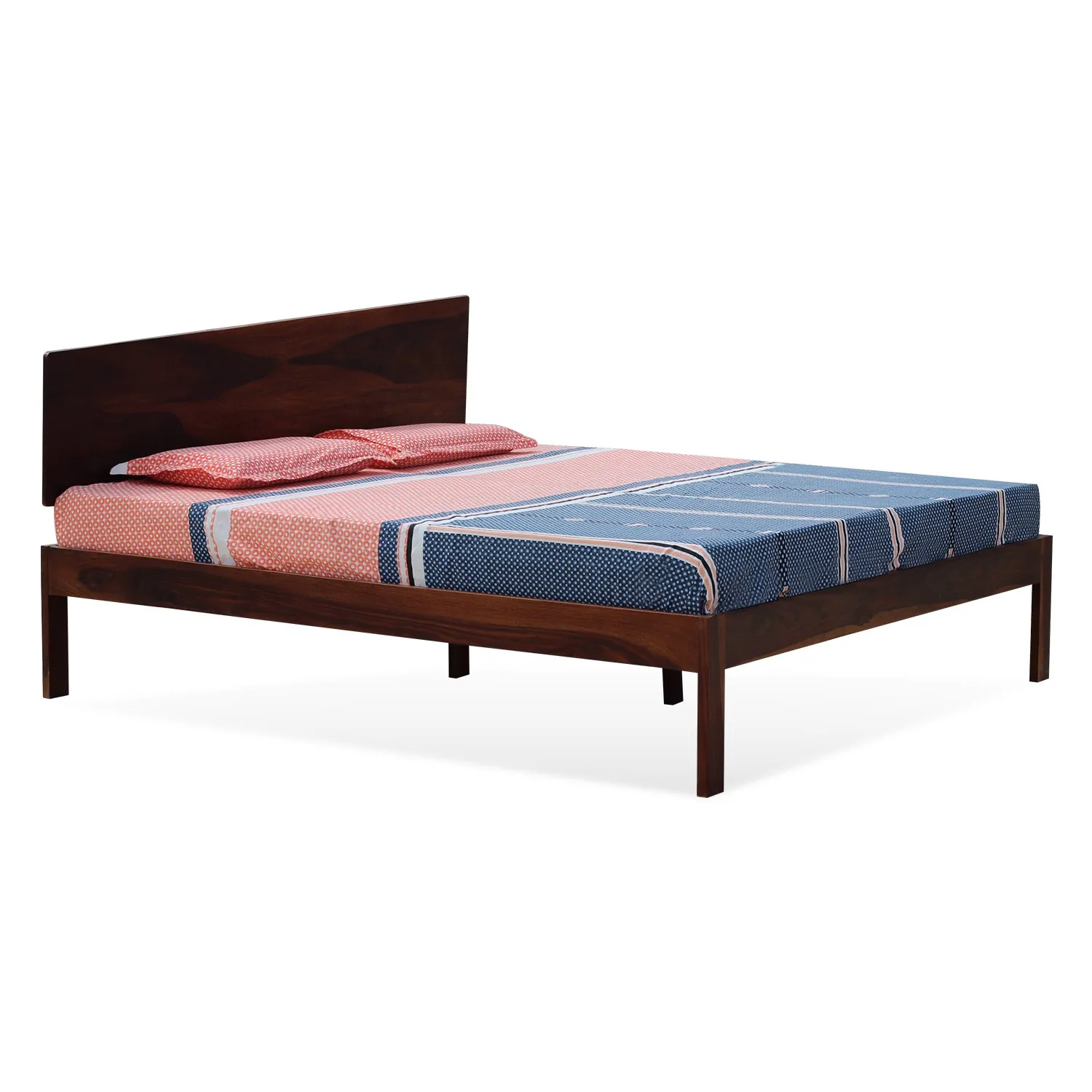 Royal Finish Upexico Queen Size Without Storage Bed In Solid Sheesham woo sheesham wood bed image 5
