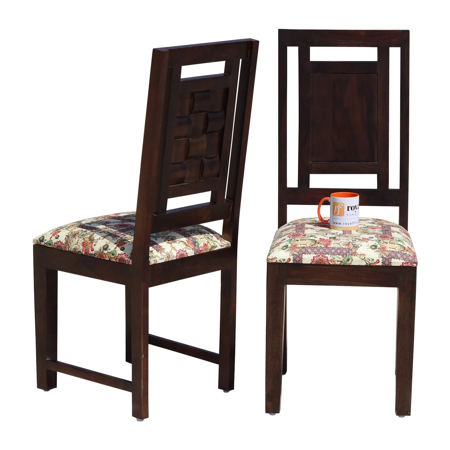 Royal Finish Nivora Moderna Dining Two Chairs in Sheesham with wallnut color sheesham dining table image 3