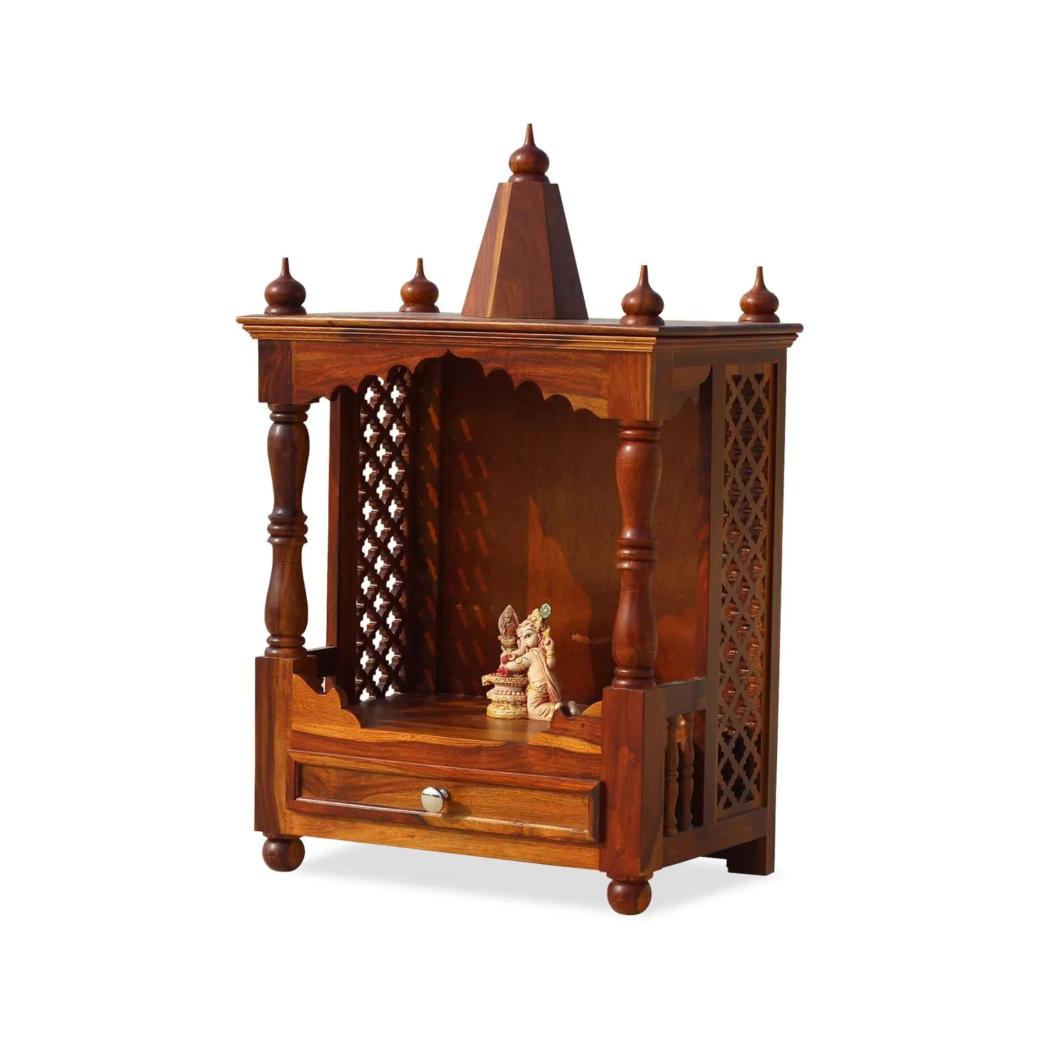 Royal Finish Presso Solidwood Mandir Or Temple in Premium Furniture Sheesham sheesham wood furniture image 6