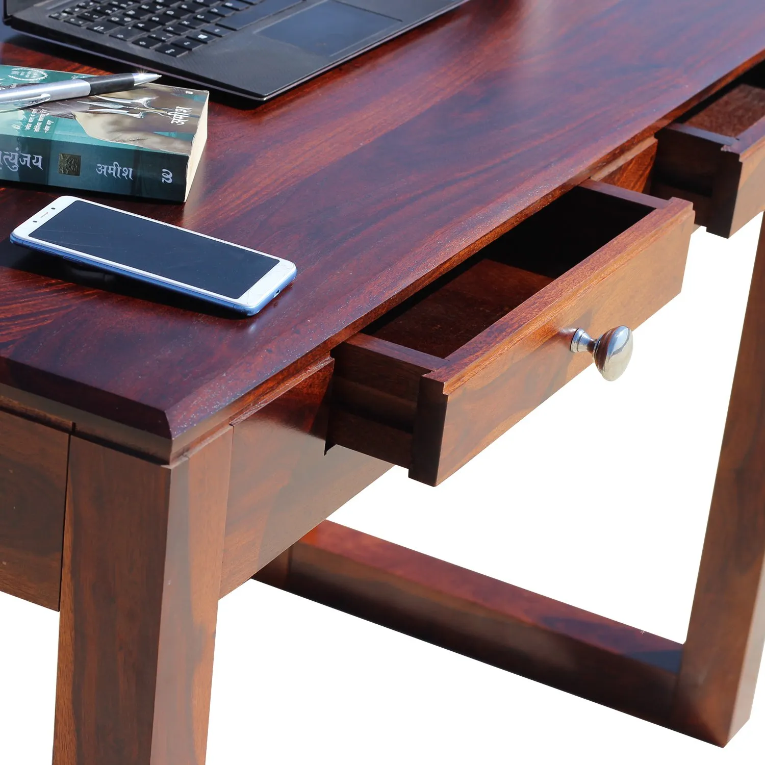 Royal Finish Two Drawer Hecto Minimal Study Table in Funriture Sheesham Wood wooden study table image 7