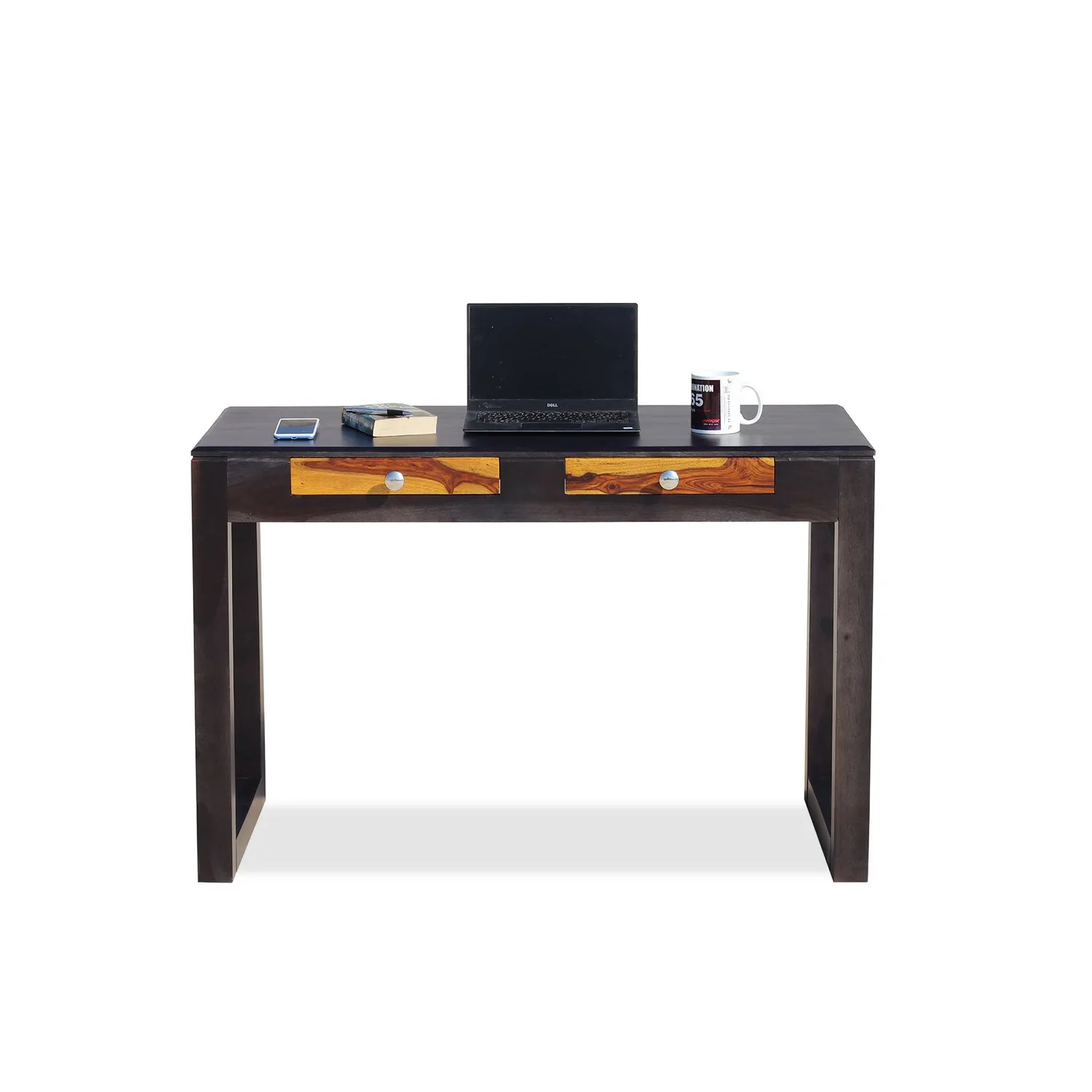 Royal Finish Two Drawer Pecan Minimal Study Table in Funriture Sheesham Wood wooden study table image 5