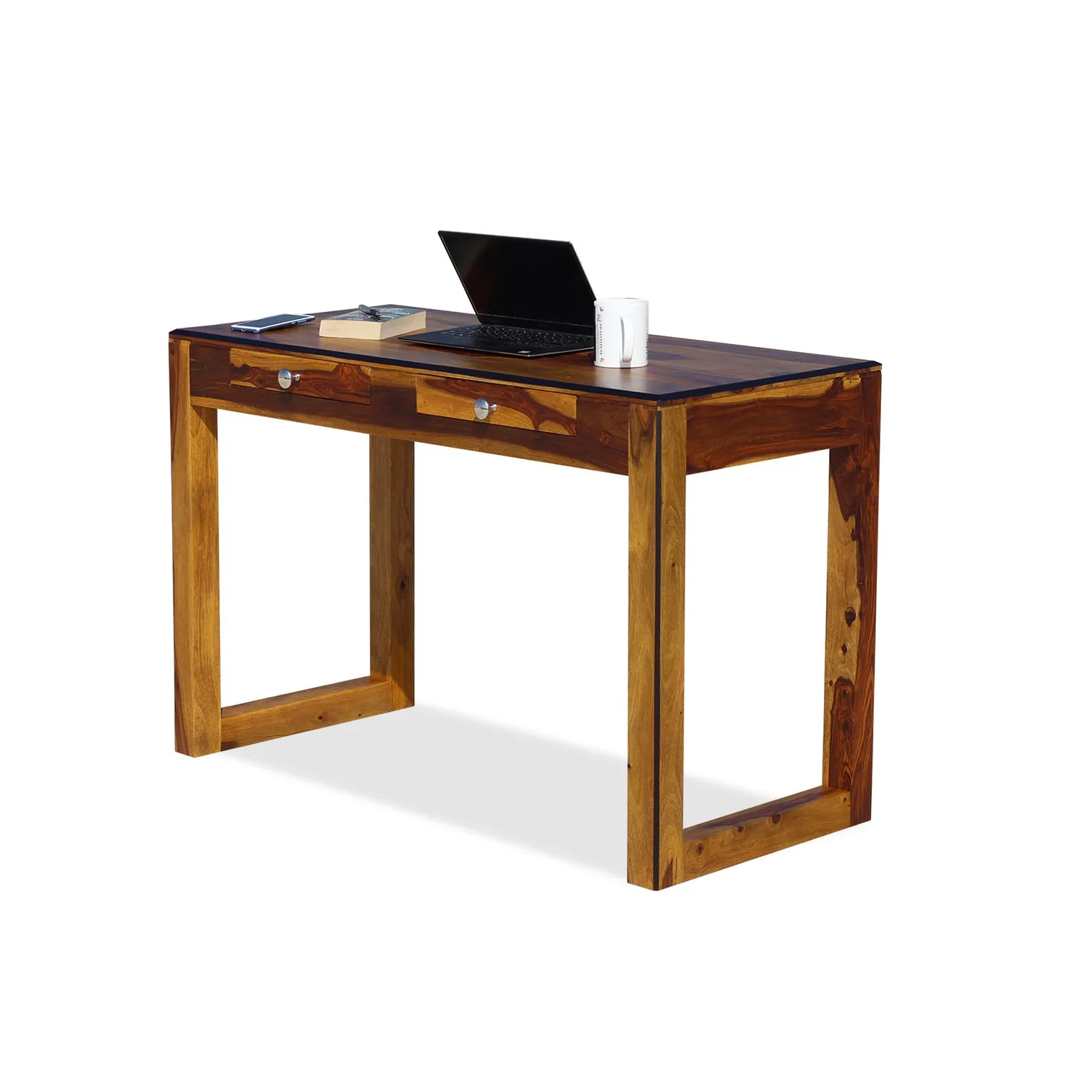 Royal Finish Two Drawer Vexo Minimal Study Table in Funriture Sheesham Wood wooden study table image 3