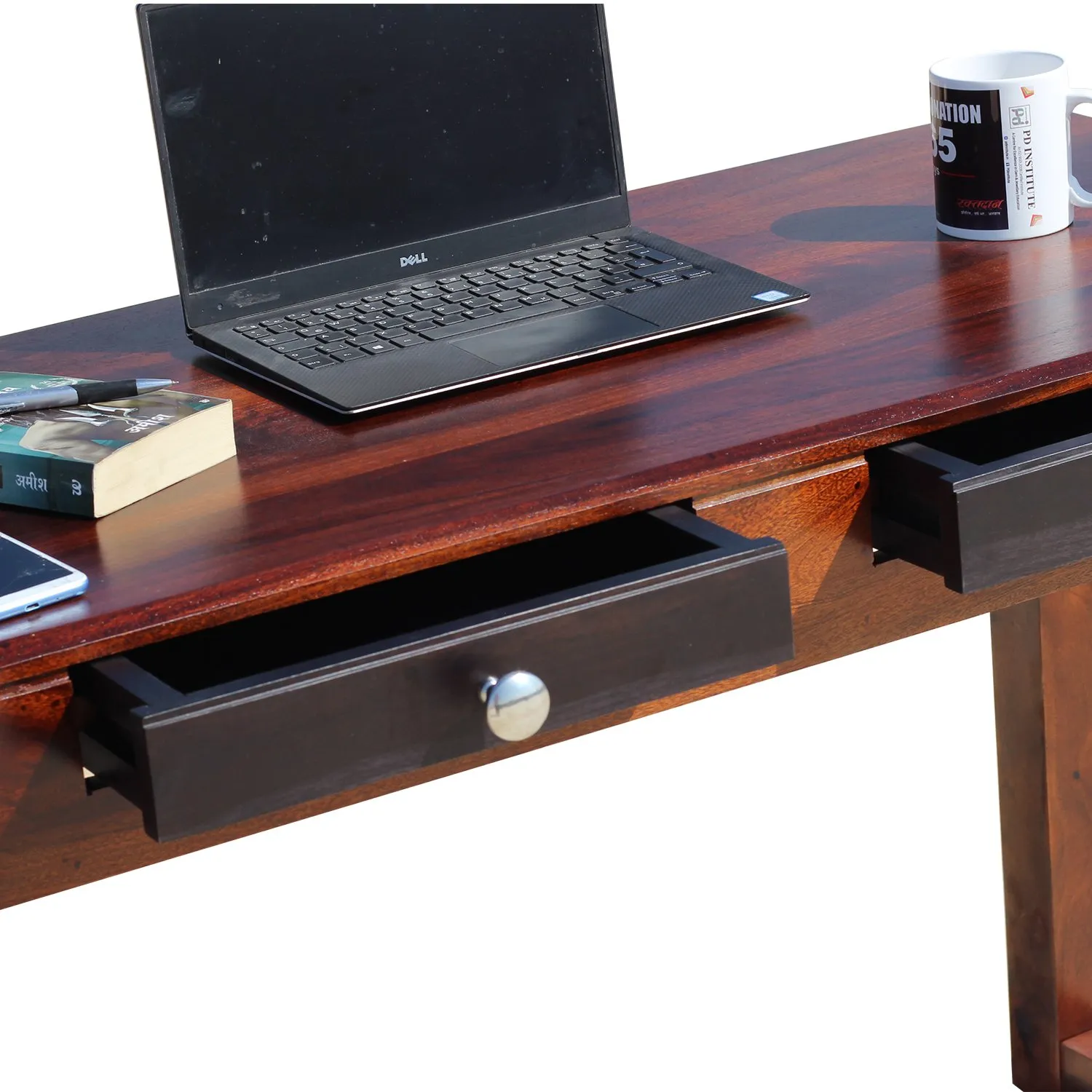 Royal Finish Two Drawer Vincent Minimal Study Table in Funriture Sheesham Wood wooden study table image 6