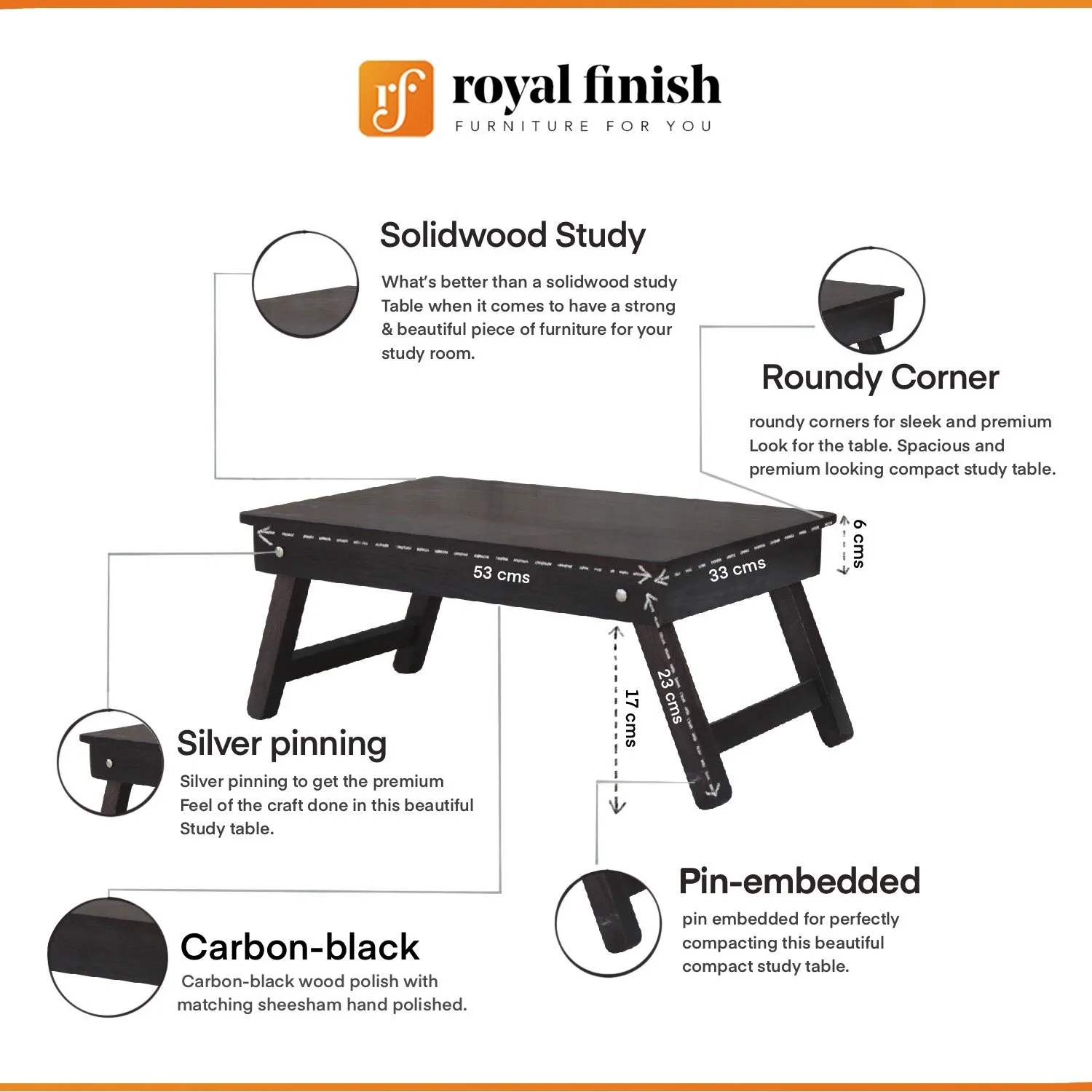Royal Finish Simpla Morning Ashy Finish Foldable Study Table in Sheesham Wood wooden study table image 2