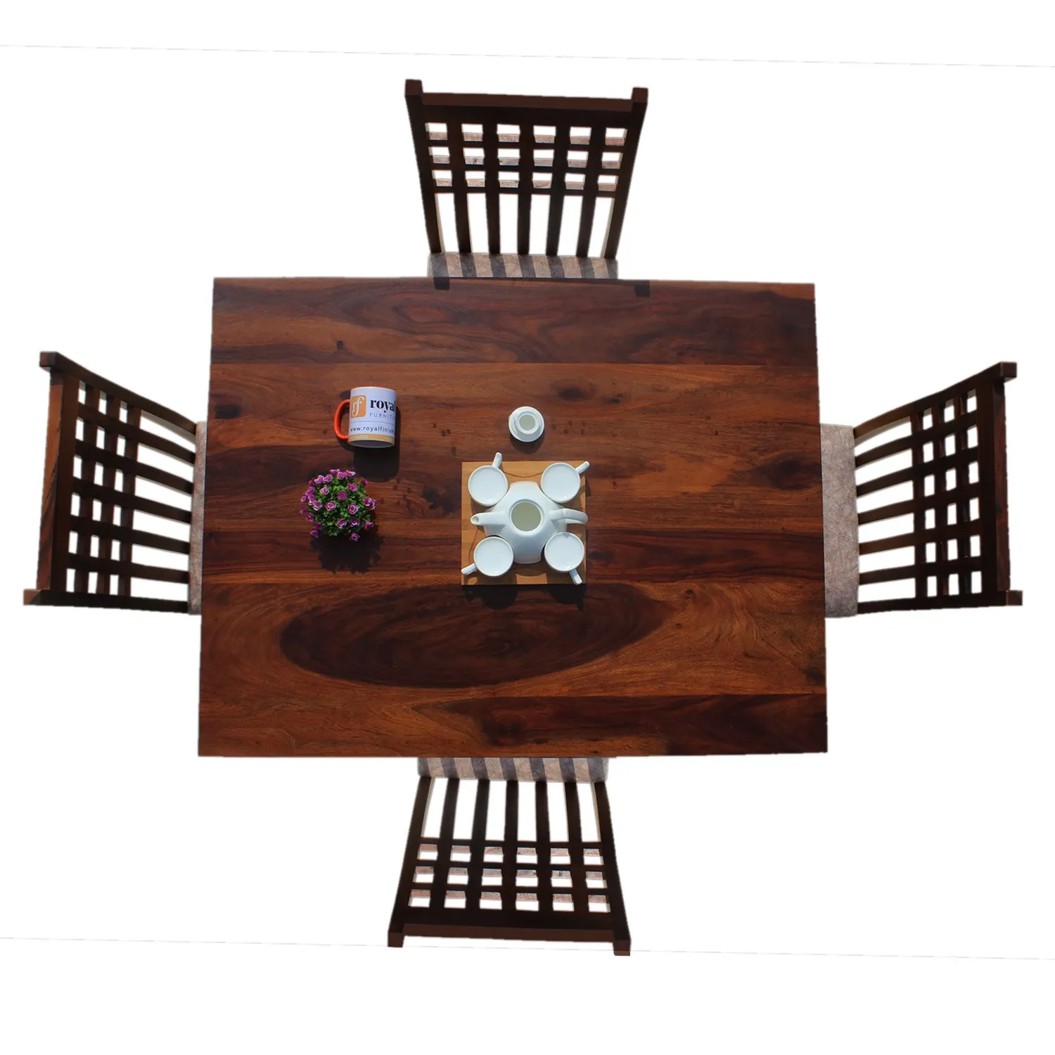 Royal Finish Vettori 4 Seater Dining Set in Natural Furniture Sheesham Wood sheesham dining table image 7