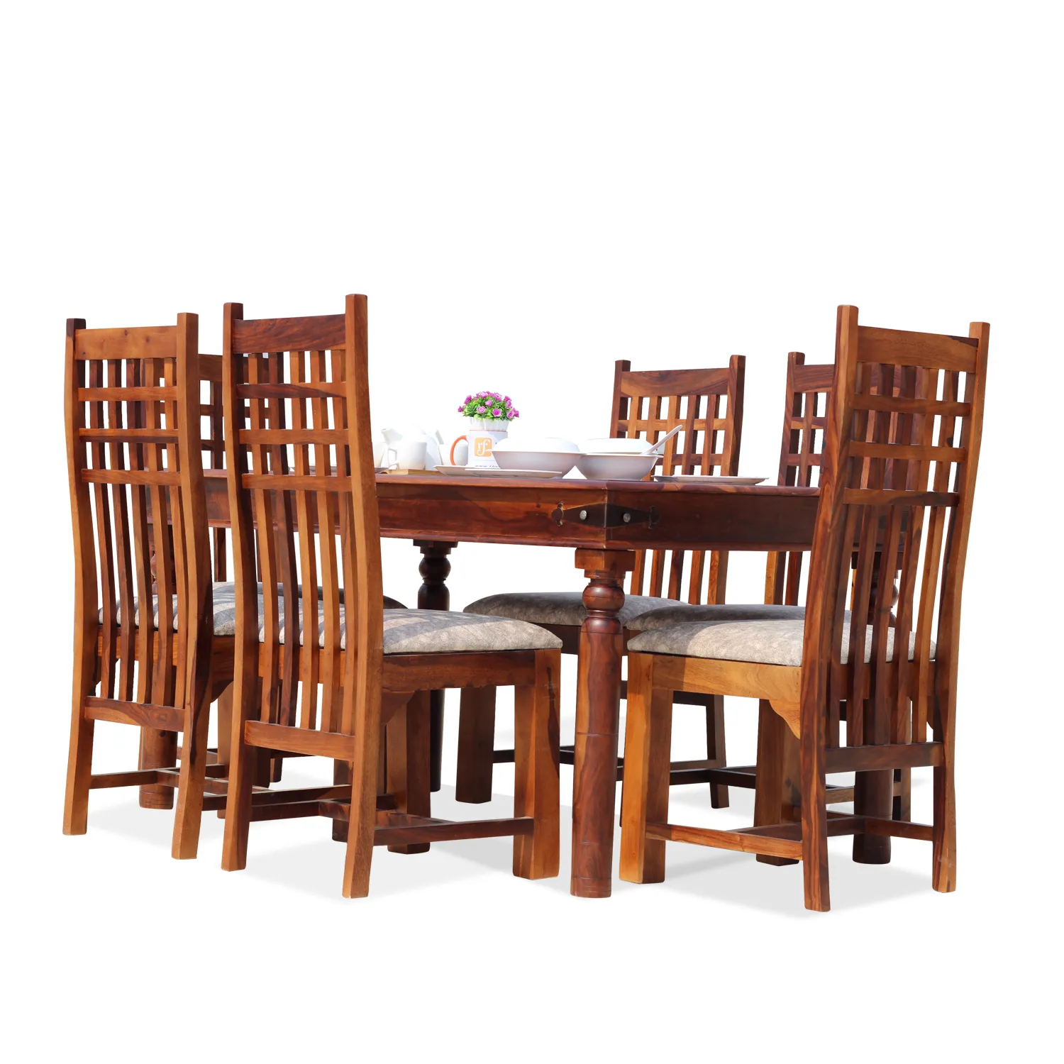 Royal Finish Dali 6 Seater Dining Set in Natural Premium Furniture Sheesham Wood sheesham dining table image 3