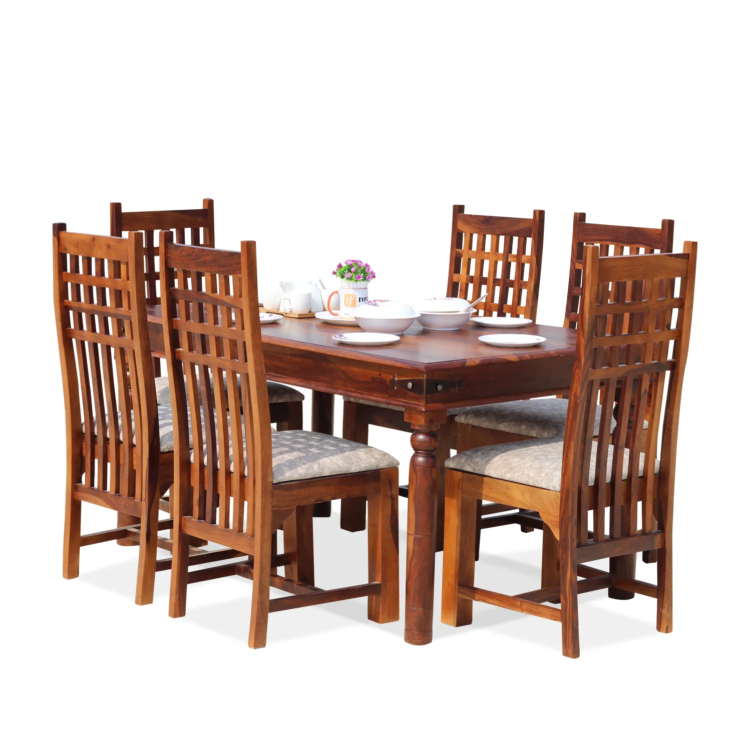 Royal Finish Dali 6 Seater Dining Set in Natural Premium Furniture Sheesham Wood sheesham dining table image 4