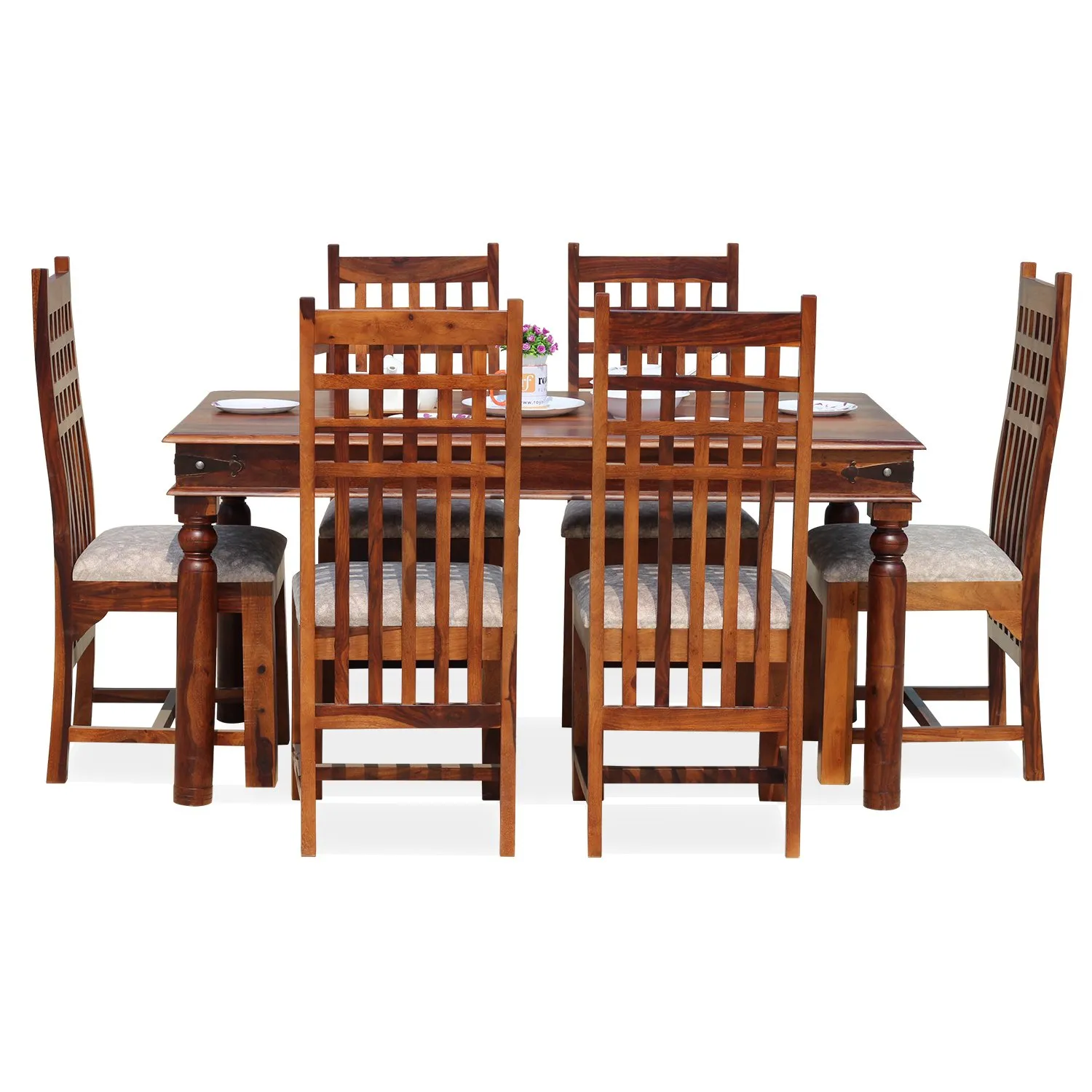 Royal Finish Dali 6 Seater Dining Set in Natural Premium Furniture Sheesham Wood sheesham dining table image 6