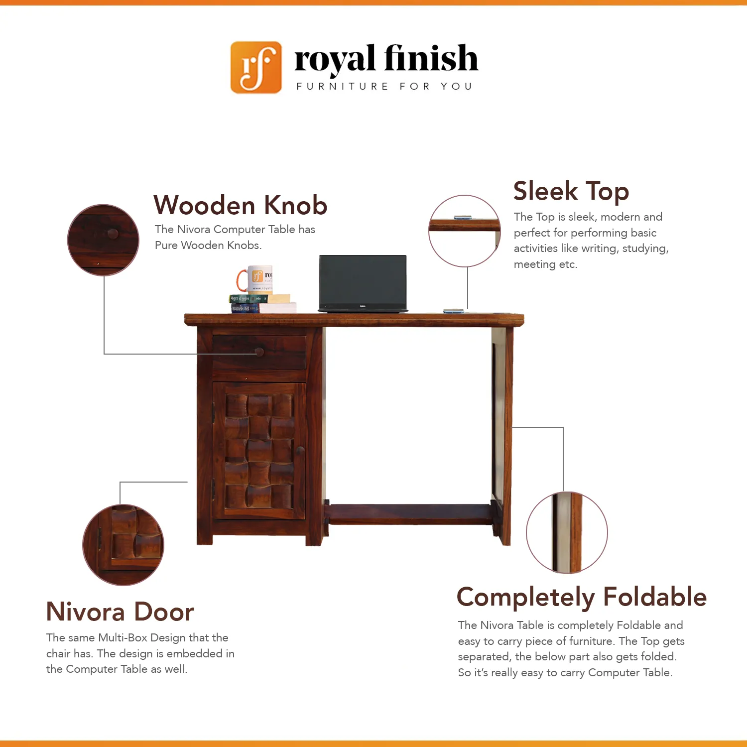 Royal Finish Nivora Study Table in Funriture Sheesham wooden study table image 2