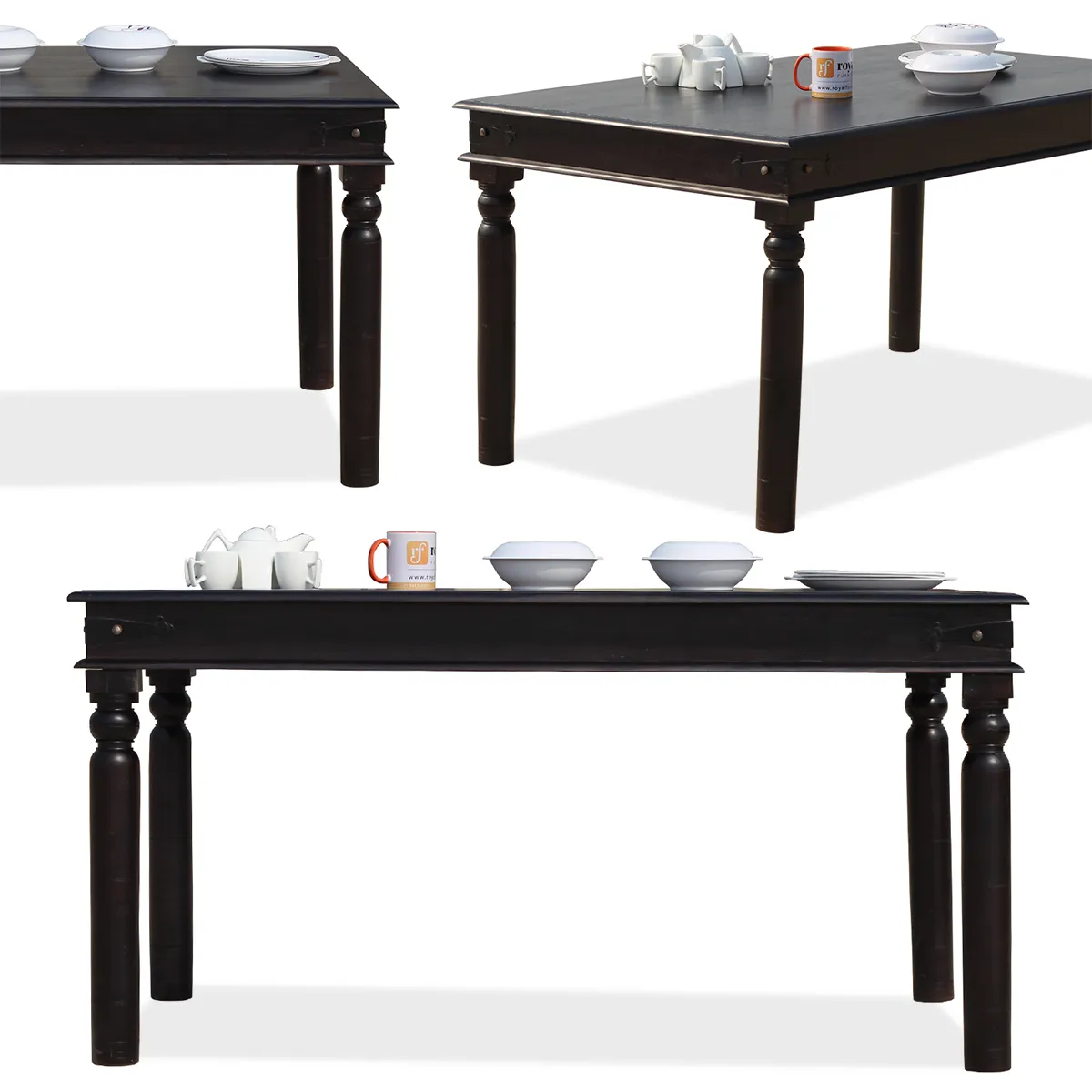 Royal Finish Nivora 6 Seater Dining Set in Carbon Black In Sheesham Wood sheesham dining table image 11