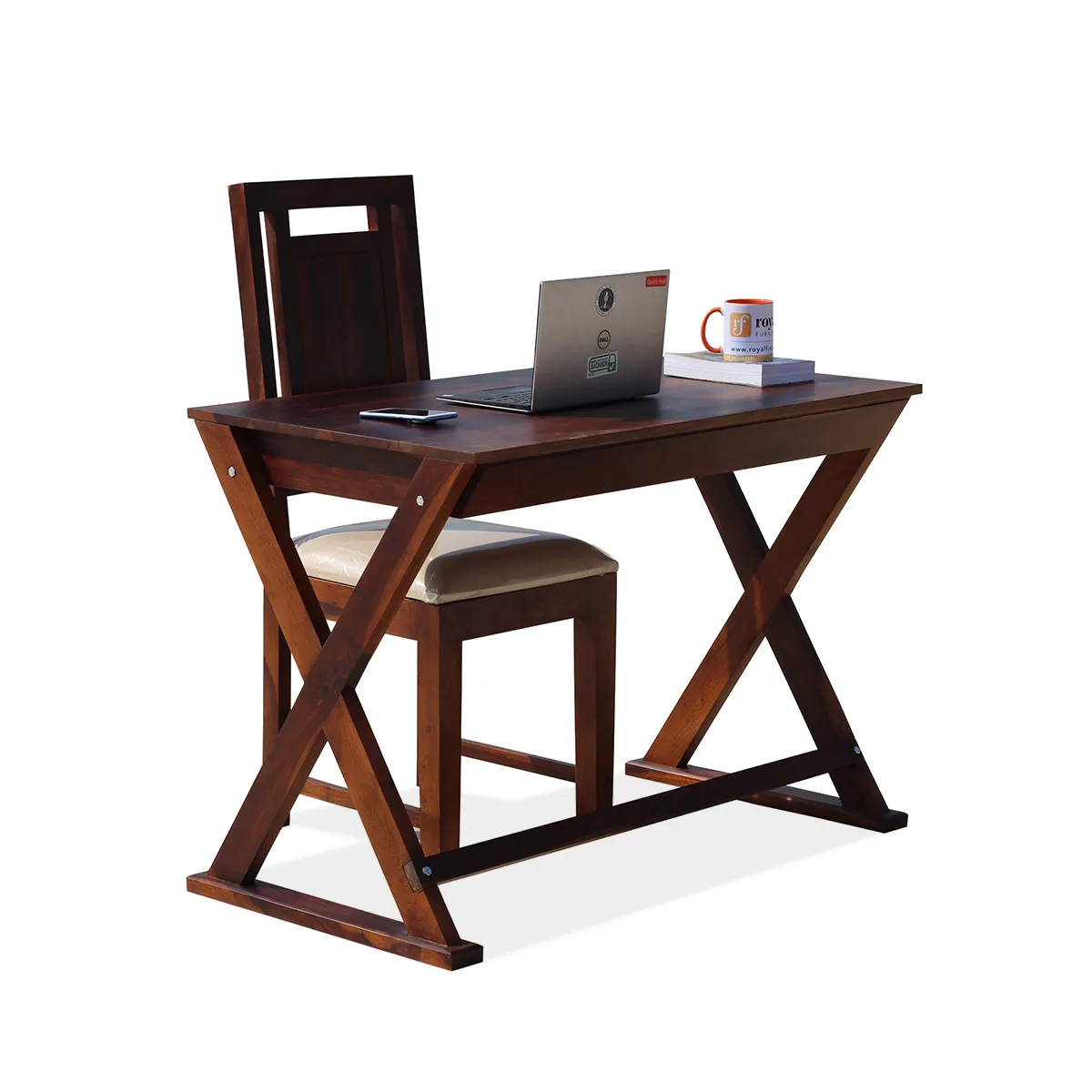 Royal Finish Sikora Study Table with Nivora Chair in Funriture Sheesham Wood wooden study table image 3