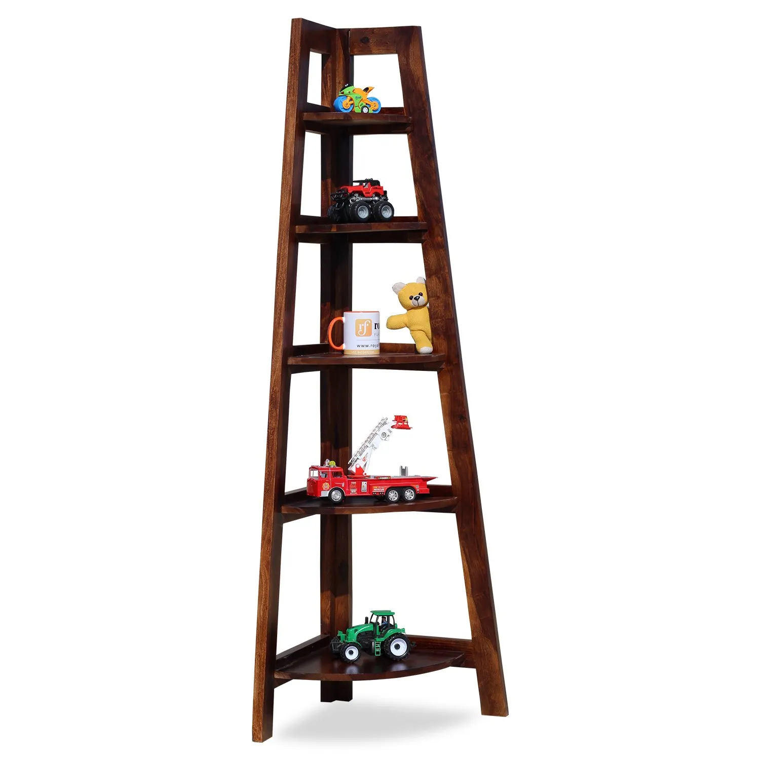 Royal Finish 5 Shelves Assorted Bookshelf in Natural Honey In Sheesham Wood solid wood bookshelf image 12